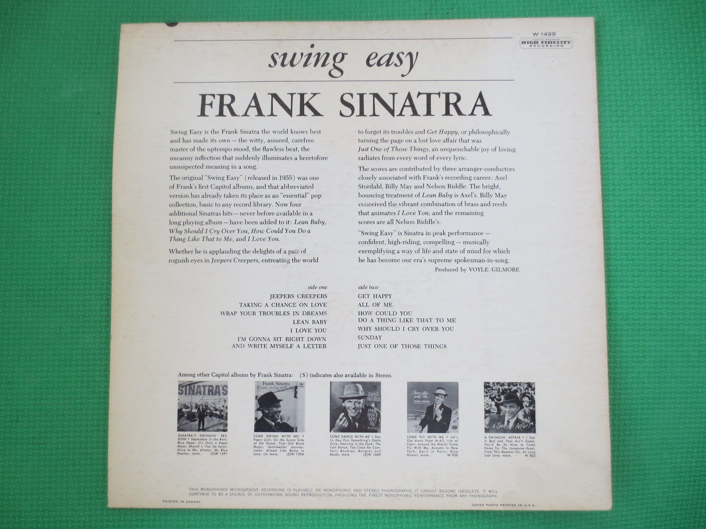 FRANK SINATRA, SWING Easy, Frank Sinatra Lp, Jazz Record, Frank Sinatra Record, Frank Sinatra Albums, Lps, 1954 Records