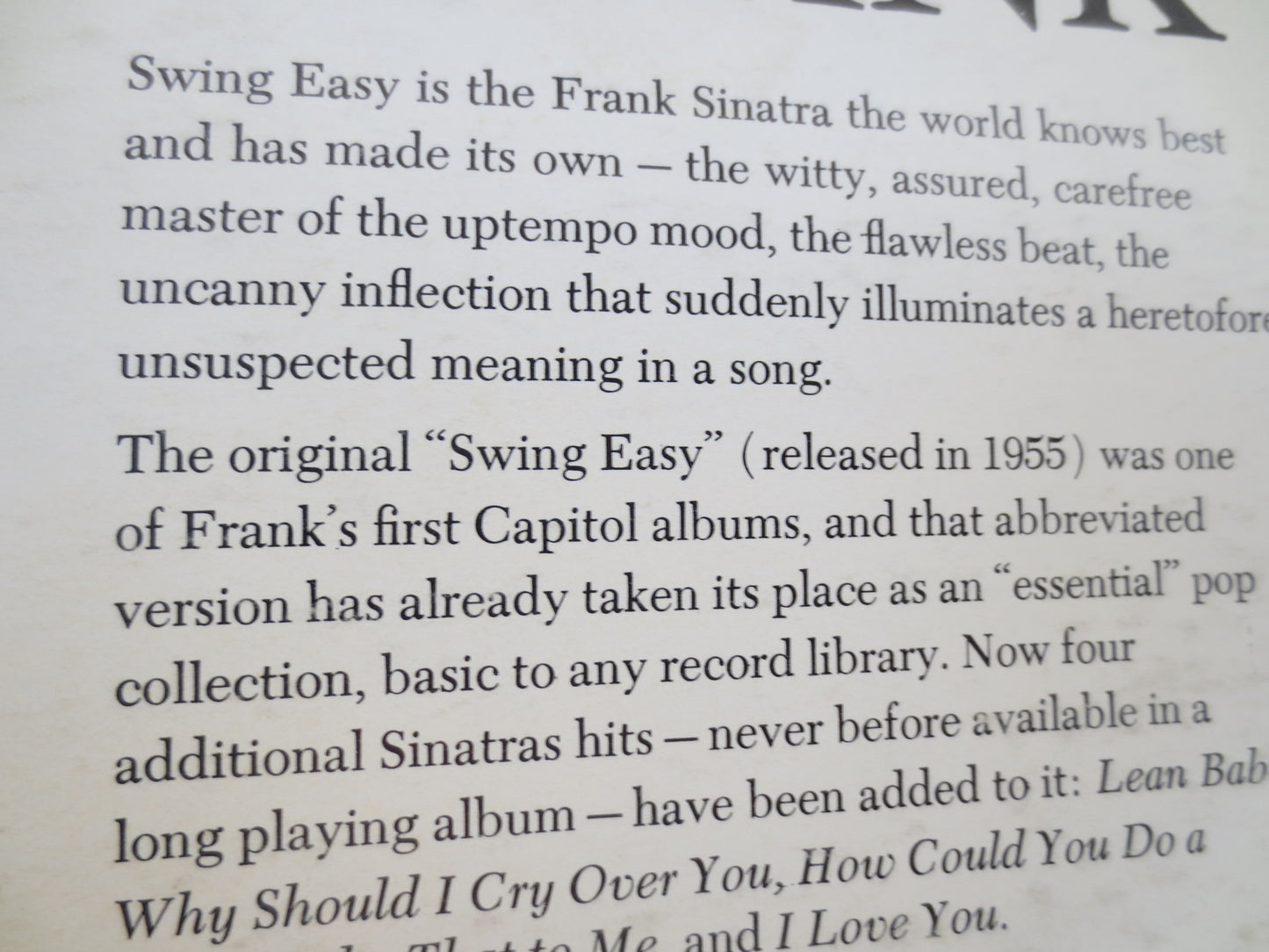 FRANK SINATRA, SWING Easy, Frank Sinatra Lp, Jazz Record, Frank Sinatra Record, Frank Sinatra Albums, Lps, 1954 Records