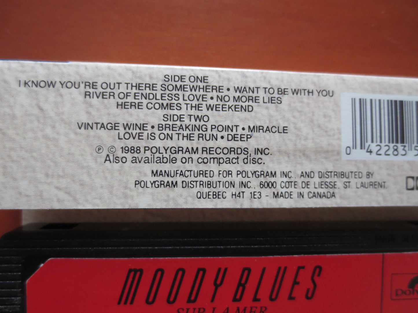 The MOODY BLUES, SURLAMER Album, Rock Tape, The Moody Blues Lp, Tape Cassette, Music Cassette, Pop Cassette, 1988 Cassette