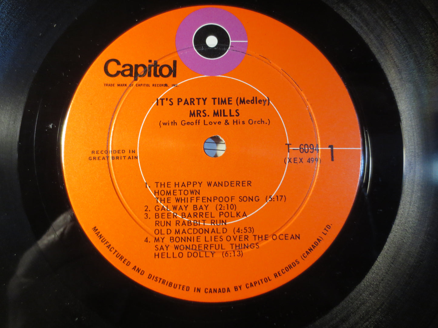 Mrs. MILLS, It's PARTY TIME, Ragtime Records, Honky Tonk Records, Vintage Vinyl, Record Vinyl, Vinyl Record, 1964 Records
