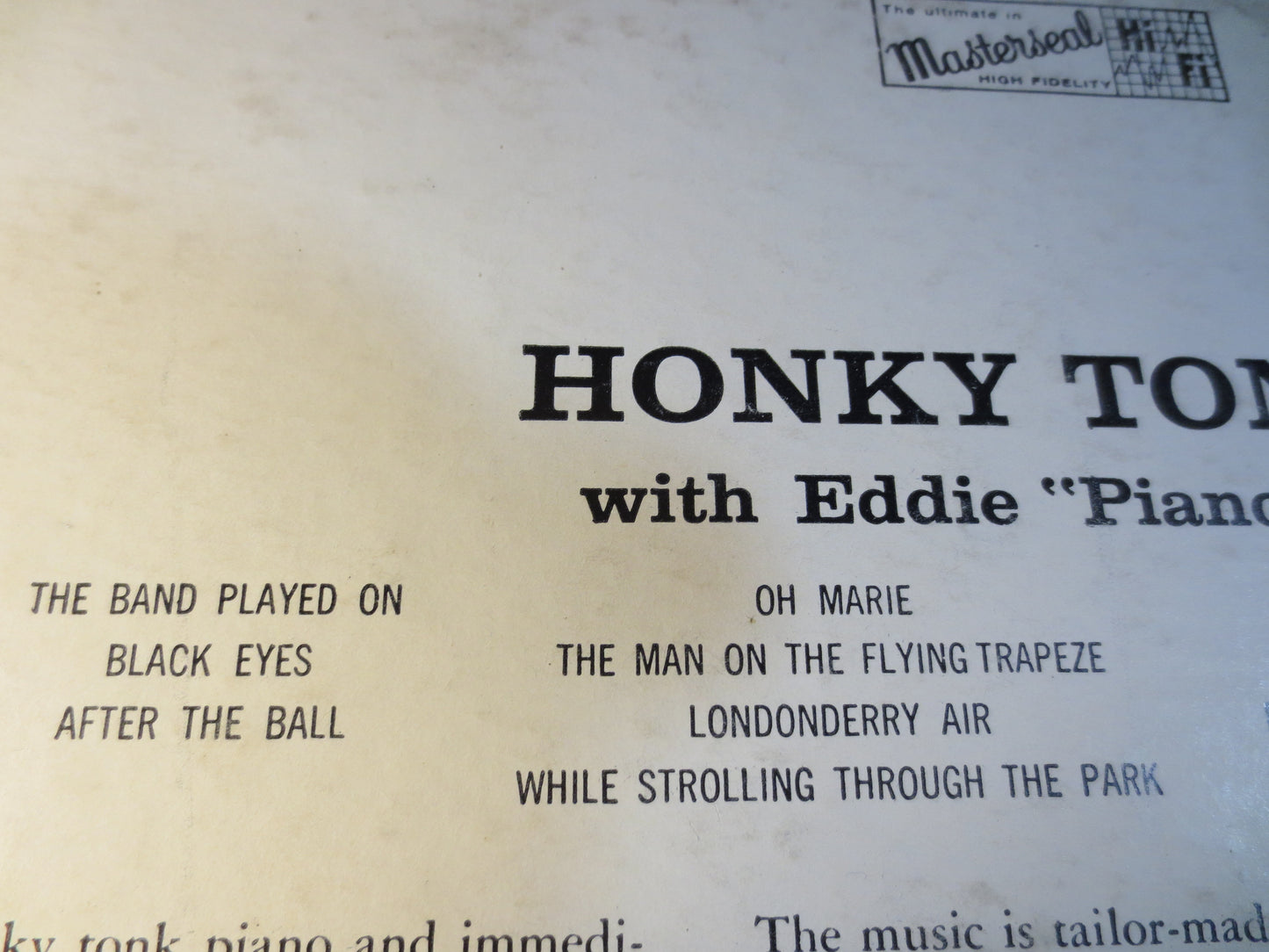 EDDIE "PIANO" MILLER, Honky Tonkin', Ragtime Records, Honky Tonk Records, Eddie Miller Record, Ragtime Lp, Lp, 1957 Records