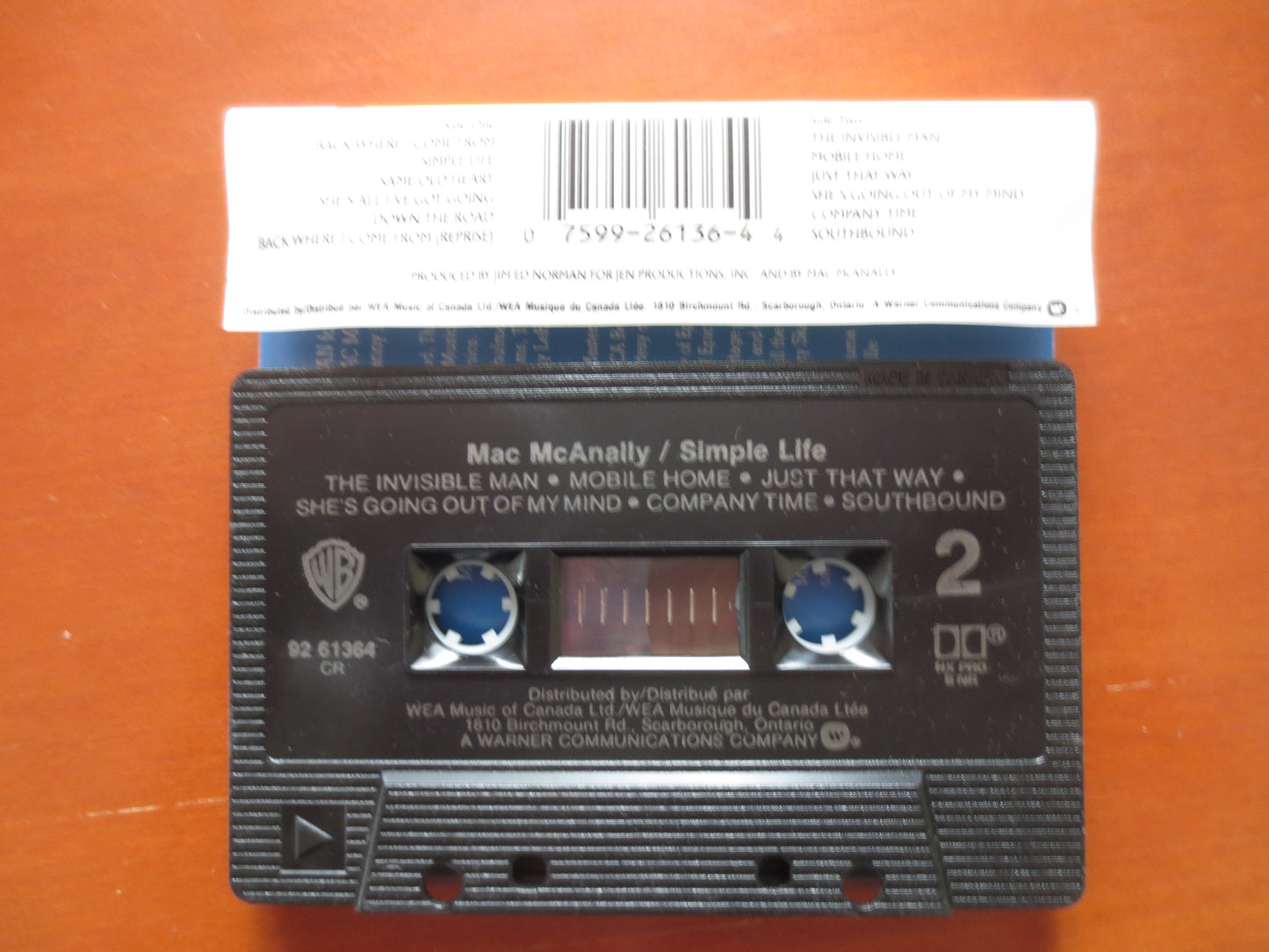 MAC McANALLY, Simple LIFE, Mac McAnally Lp, Country Tape, Tape Cassette, Country Cassette, Pop Cassette, 1990 Cassette