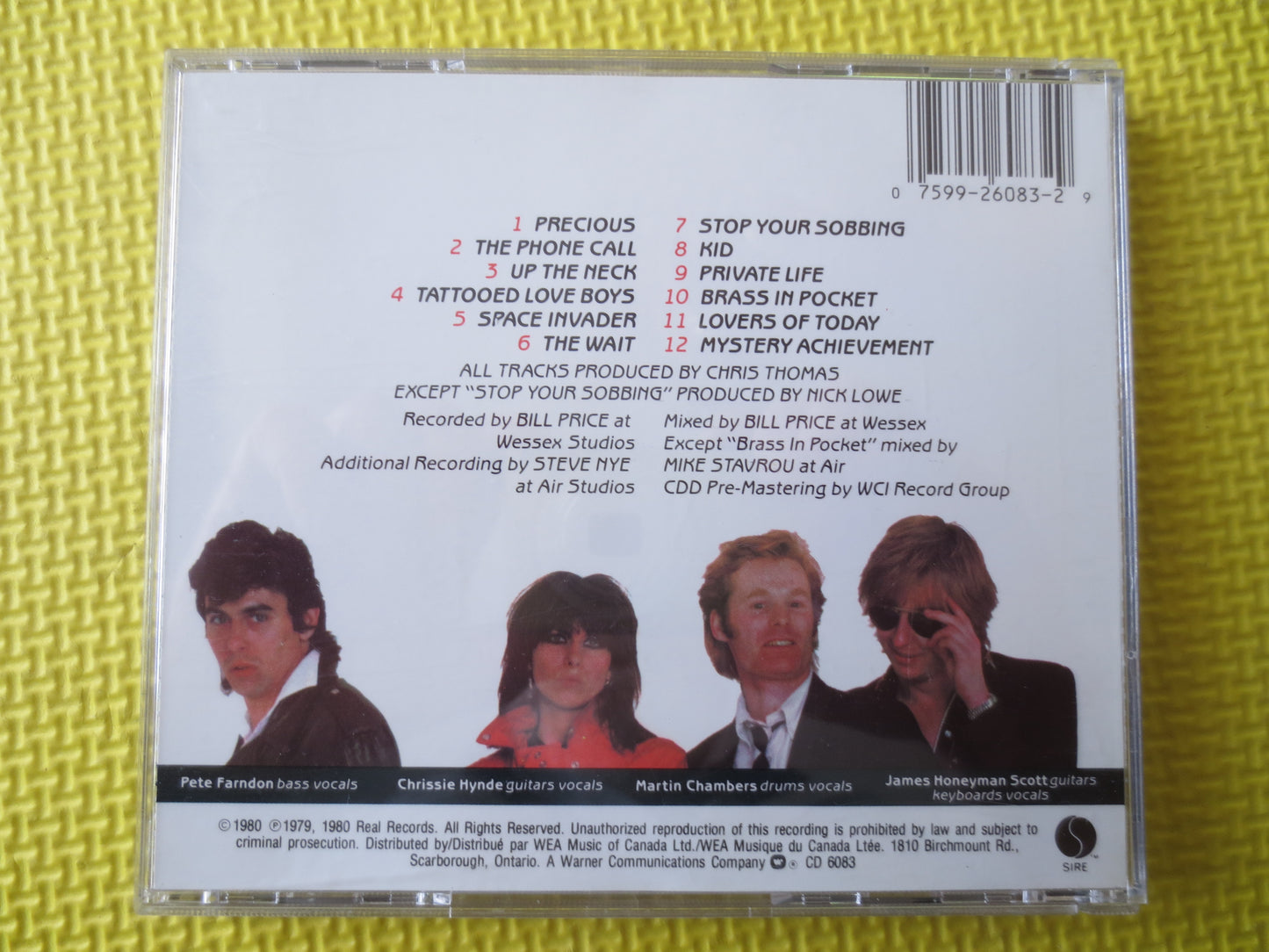 PRETENDERS, Pretenders Cd, PRETENDERS Lp, PRETENDERS Album, Rock Music Cd, Classic Rock Cd, Music Cd, Cds, 1986 Compact Disc