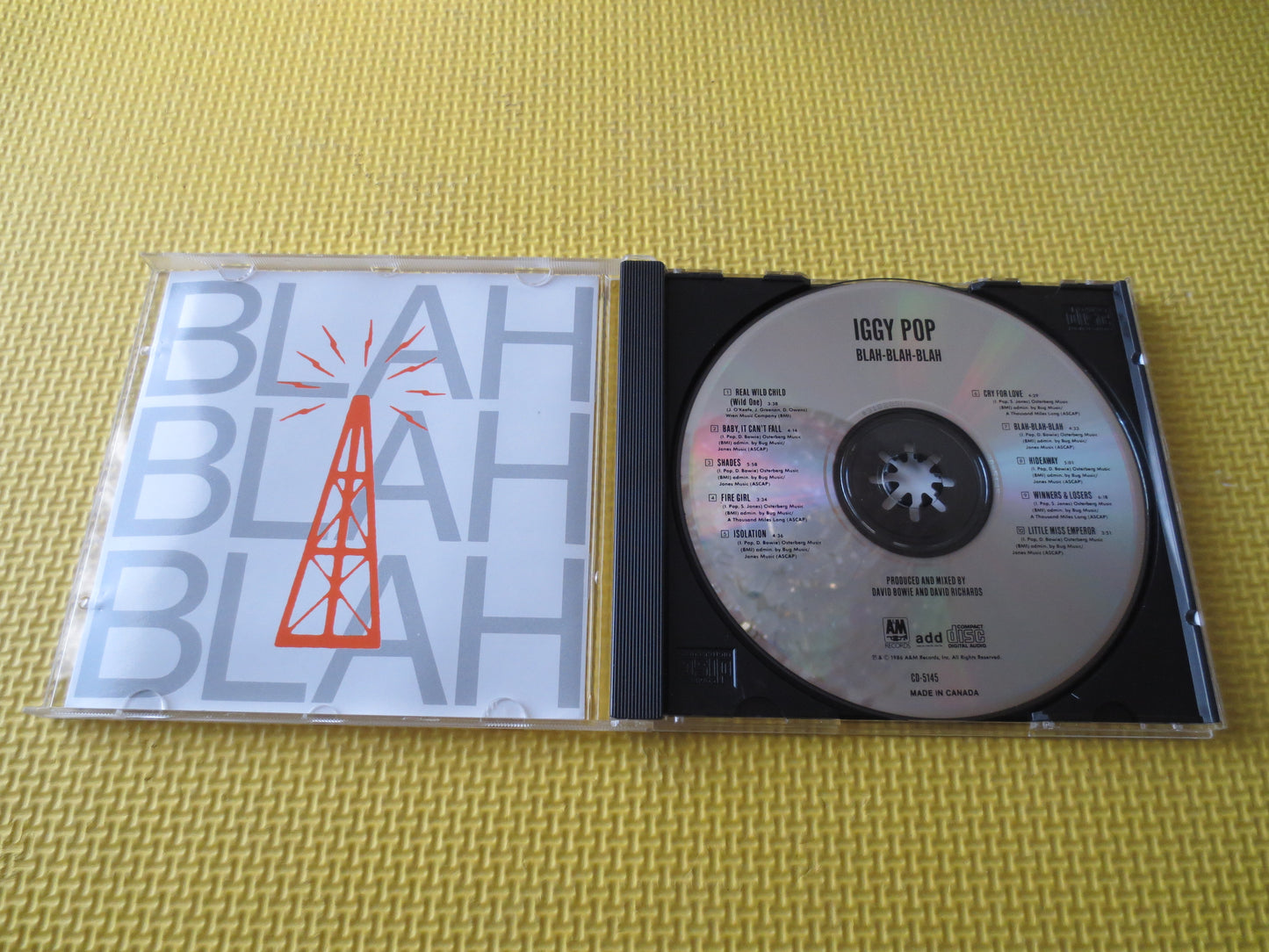 IGGY POP, Blah BLAH Blah, Iggy Pop Cd, Iggy Pop Lp, Iggy Pop Album, Rock Music Cd, Rock Cd, Music Cd, Cds, 1986 Compact Disc