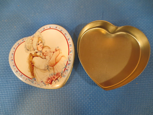 Vintage Tin Box, Tin Box, Sister's Tin Box, Collectible Tin Box, Baby Tin Box, Metal Box, Vintage Tin, Vintage Tin Can, Vintage Heart Box