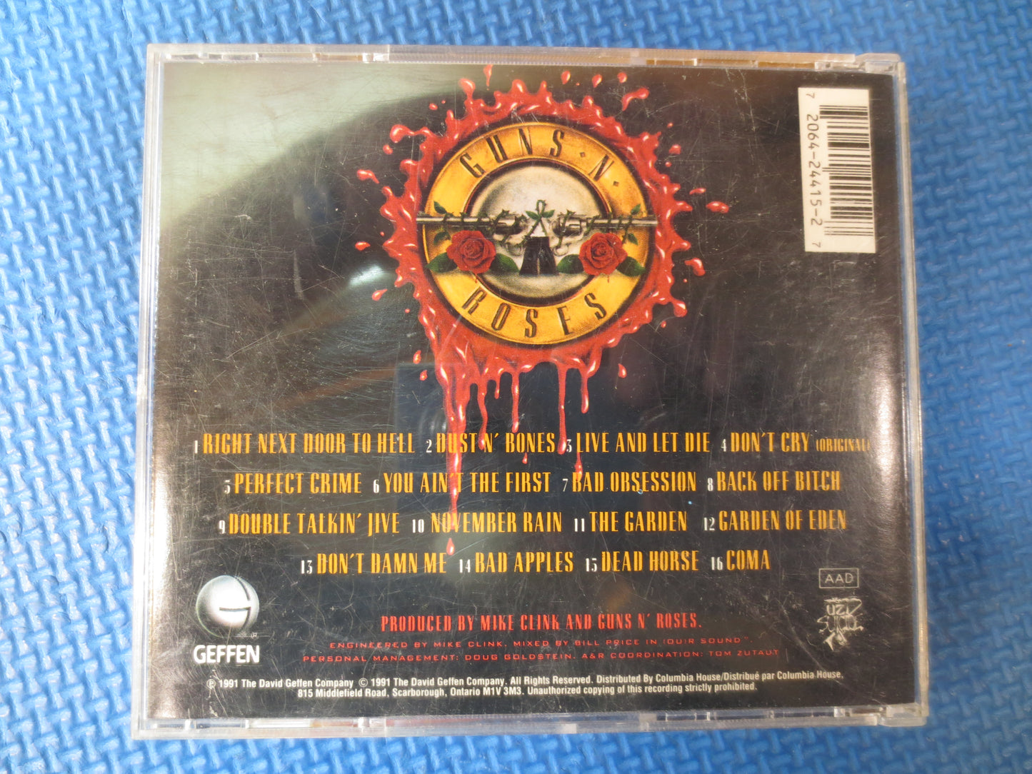 GUNS and ROSES, Use Your ILLUSION, Guns 'n Roses Cd, Rock Cd, Cd Rock, Rock Lp, Vintage Compact Disc, 1991 Compact Disc