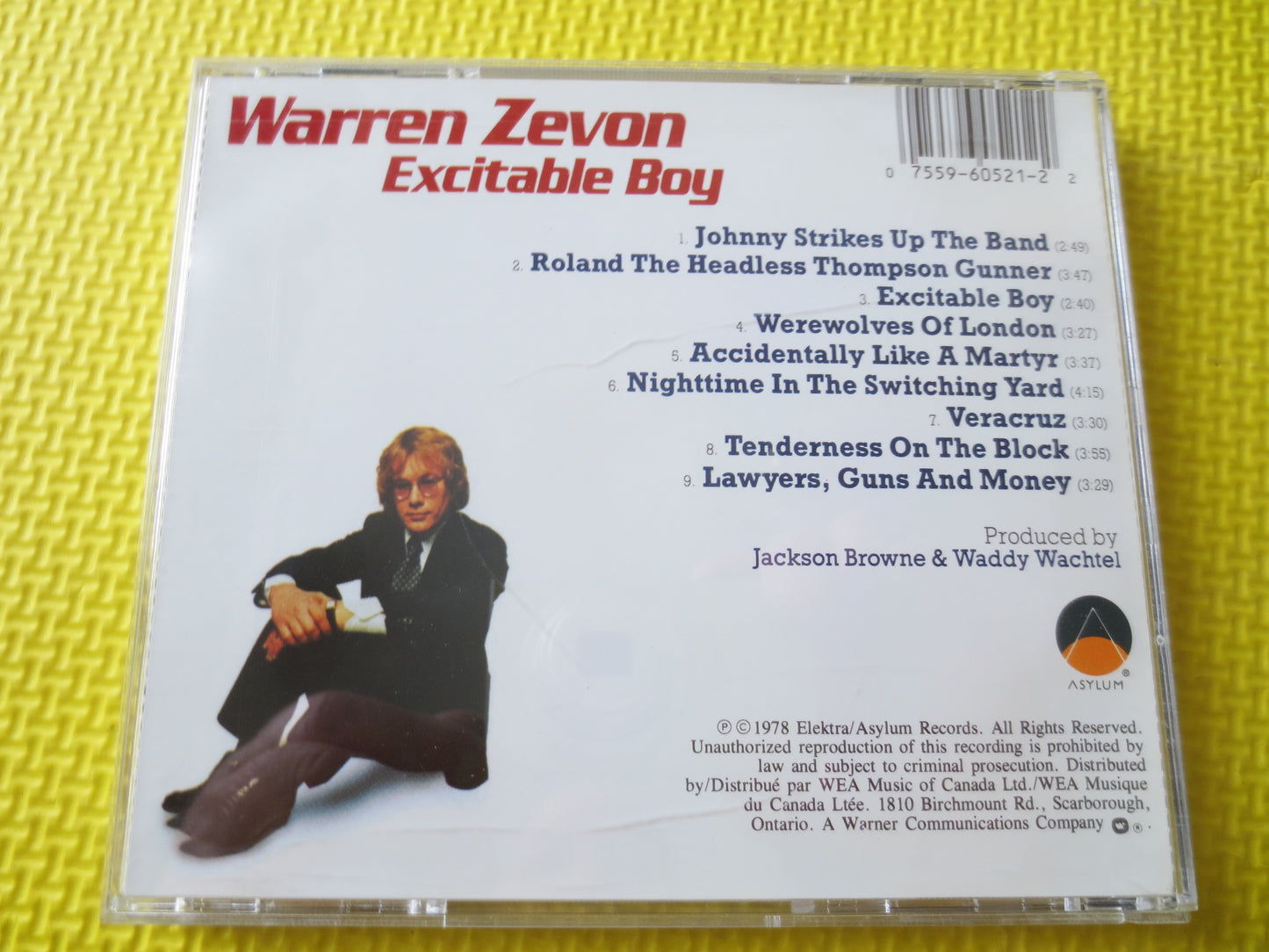 WARREN ZEVON, EXCITABLE Boy, Warren Zevon Cd, Warren Zevon Lp, Warren Zevon Album, Classic Rock Cd, Cds, 1986 Compact Disc