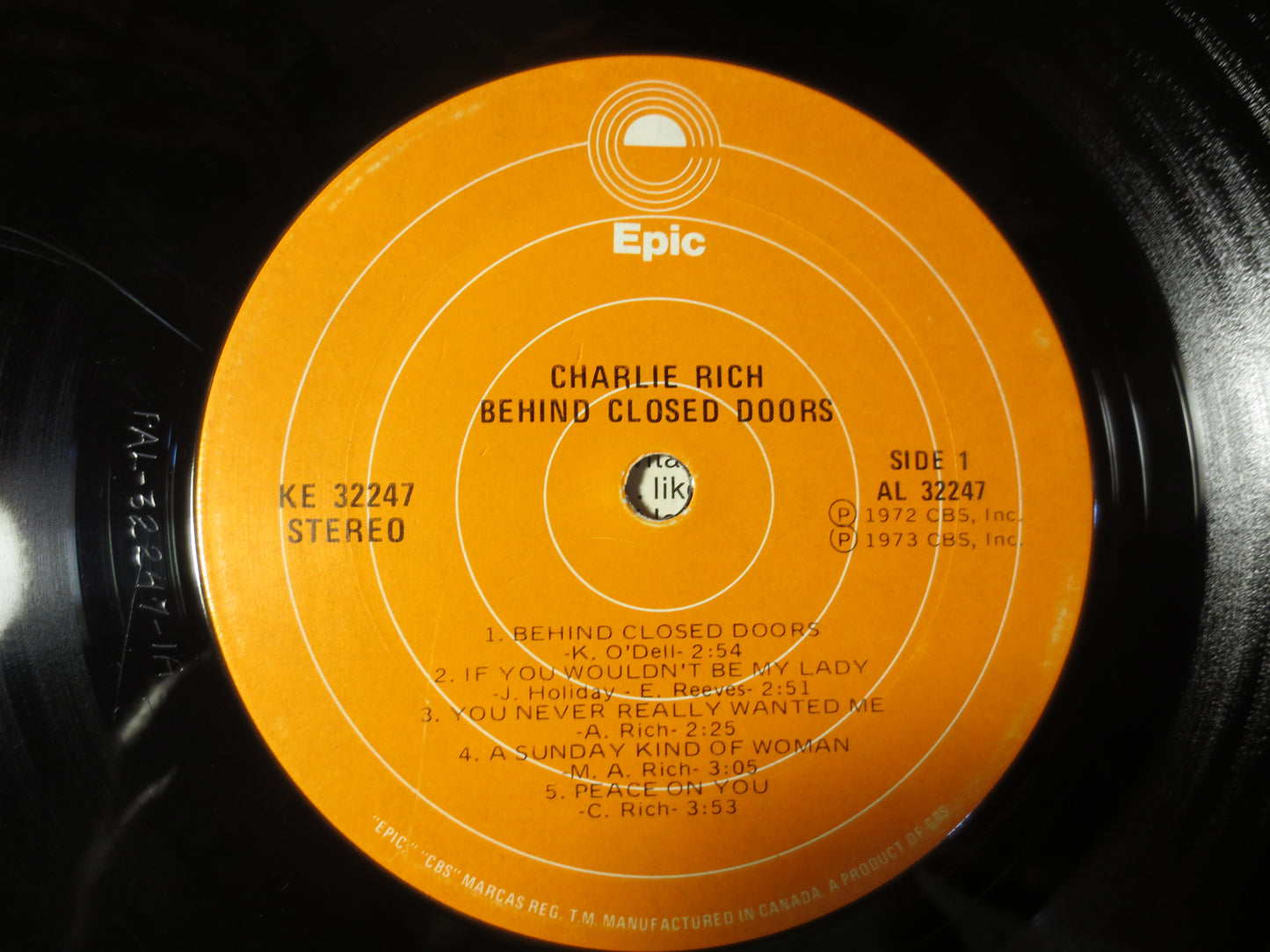 CHARLIE RICH Record, Behind Closed Doors, Charlie Rich Albums, Charlie Rich Vinyl, Charlie Rich Lp, Vinyl Lp, 1973 Records