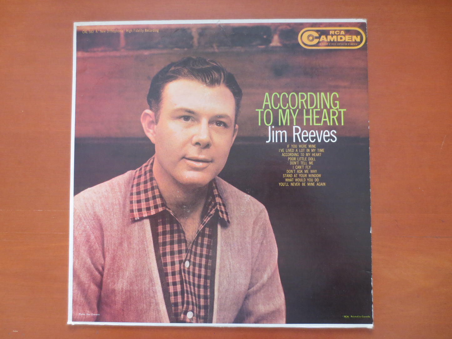 JIM REEVES, According to My HEART, Jim Reeves Albums, Jim Reeves Vinyl, Jim Reeves Lp, Country Vinyl,1960 Records
