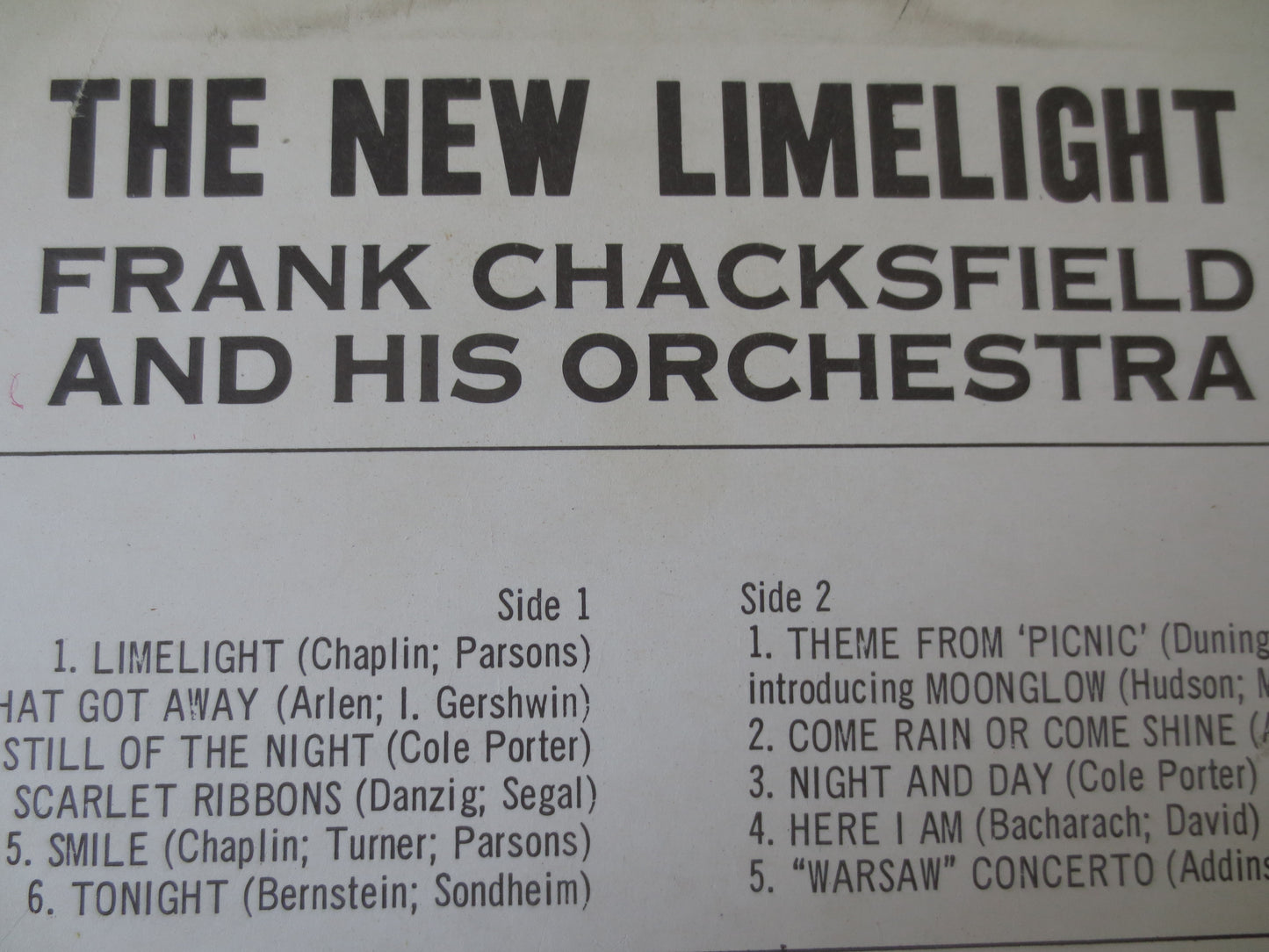 FRANK CHACKSFIELD, Phase 4 Records, The New LIMELIGHT, Jazz Records, Jazz Vinyl, Jazz Albums, Vinyl Record, 1965 Records