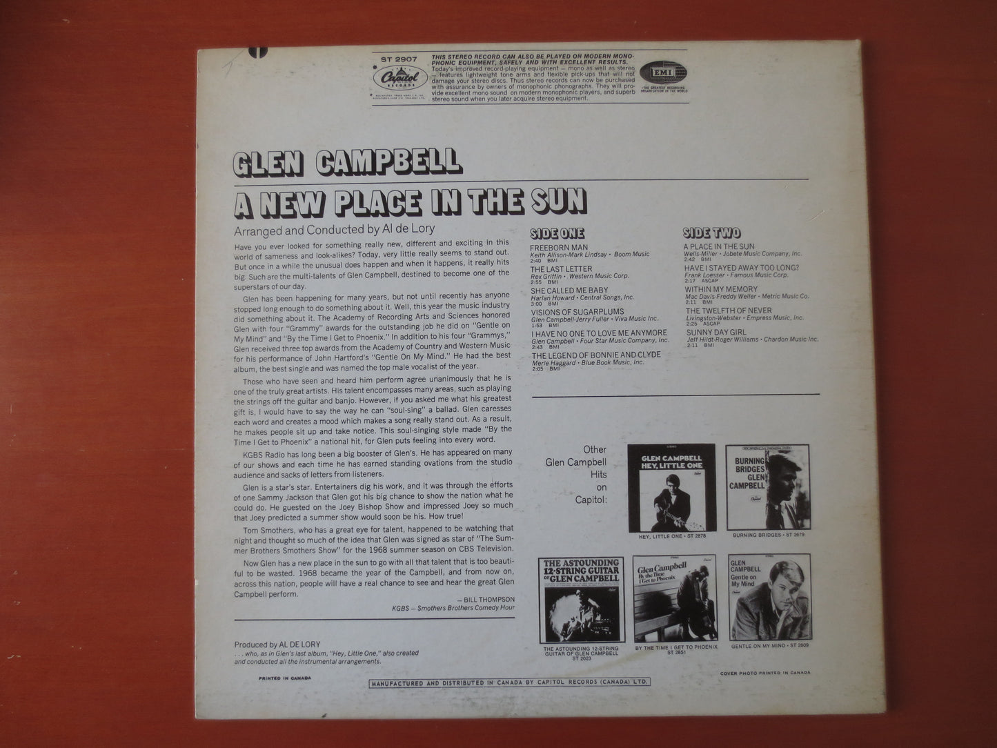 GLEN CAMPBELL Album, A New Place In The SUN, Glen Campbell Vinyl, Glen Campbell Lp, Country Record, Vinyl Lps, 1968 Records