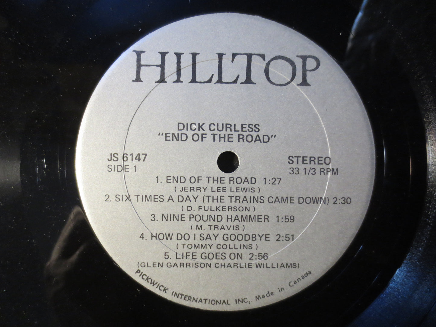 DICK CURLESS, End of the Road, DICK Curless Album, Dick Curless Vinyl, Dick Curless Lp, Country Record, 1974 Records