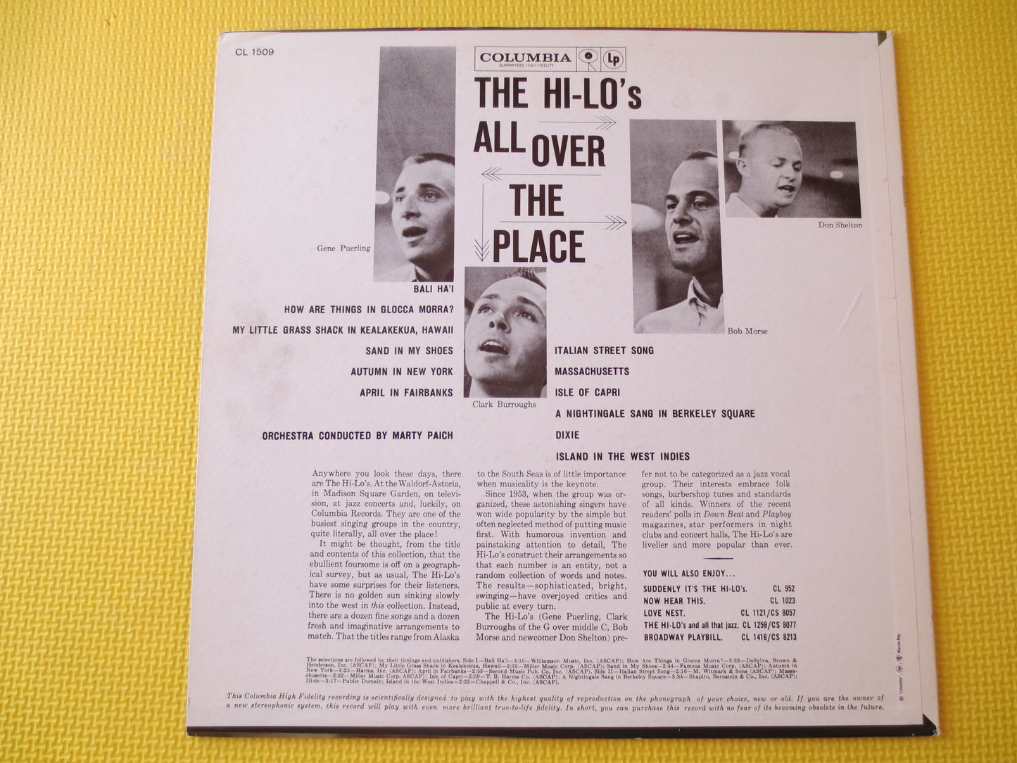 The HI-LO's, All Over The Place, The Hi-Lo's Albums, The Hi-Lo's Record,  Vocal Group Records, The Hi-Los Lps, 1960 Records