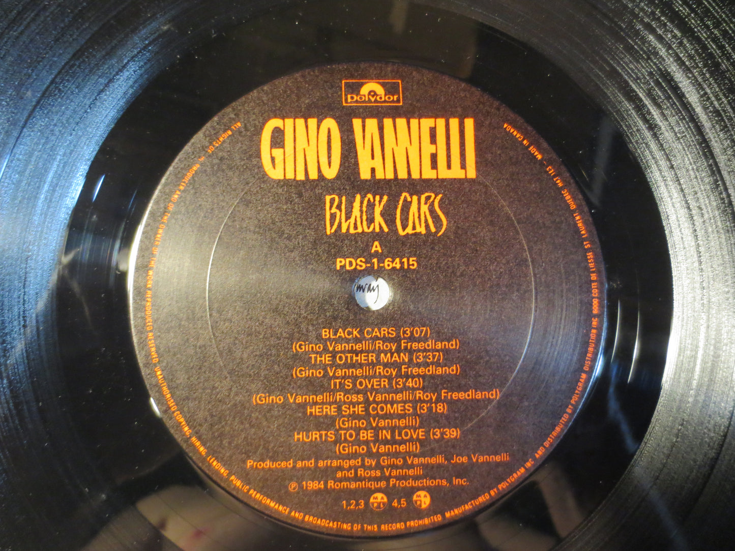 GINO VANNELLI, Black CARS, Gino Vannelli Record, Gino Vannelli Albums, Gino Vannelli Lp, Rock Records, Lps, 1984 Records