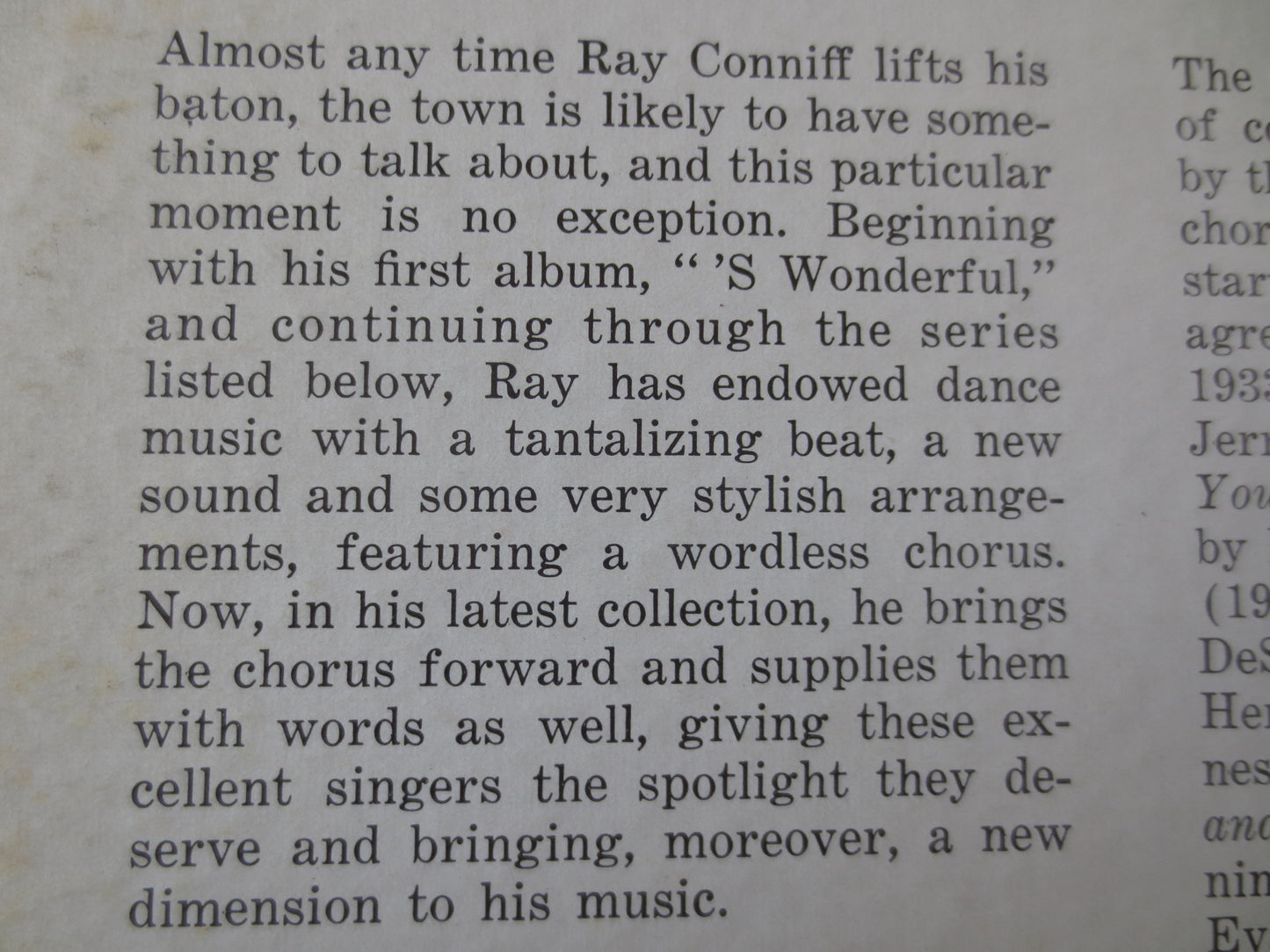 RAY CONNIFF, TALK of the Town, Ray Conniff Records, Ray Conniff Albums, Jazz Albums, Jazz Music, Vinyl Record, 1959 Records