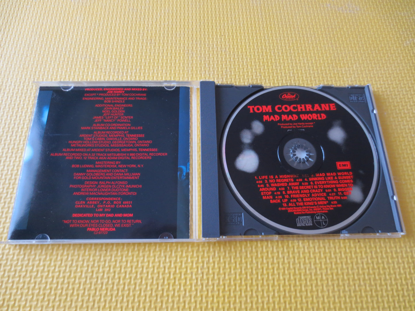 TOM COCHRANE, Mad MAD World, Tom Cochrane Cd, Tom Cochrane Album, Tom Cochrane Lp, Rock cds, Rock Music Cds, 1991 Compact Disc