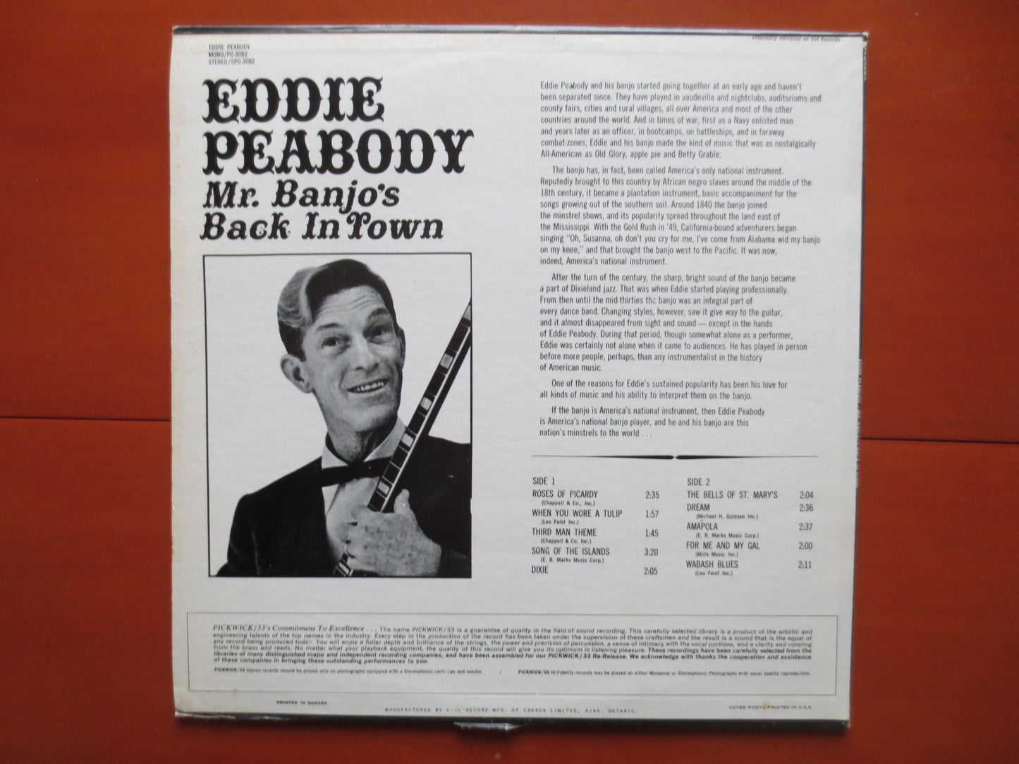 EDDIE PEABODY, Mr BANJO, Eddie Peabody Record, Eddie Peabody Vinyl, Eddie Peabody Lp, Banjo Record, Lps, 1967 Records