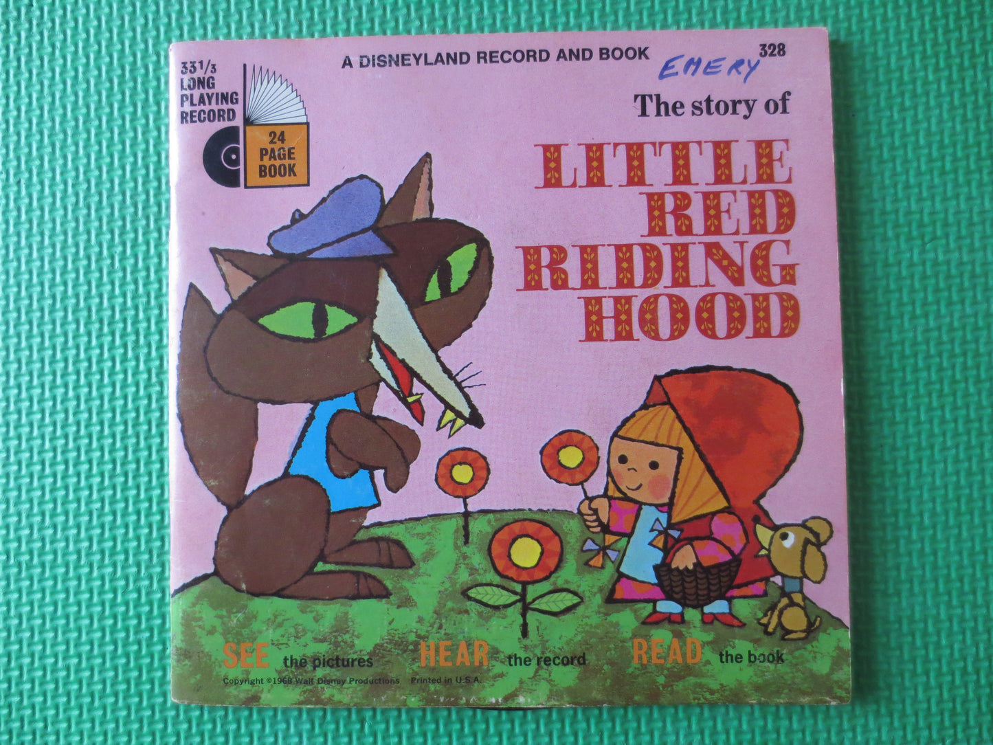 DISNEY Album, Little RED RIDING Hood, Disneyland Records, Disney Records, Childrens Record, Disney Lp, lps, 1968 Records