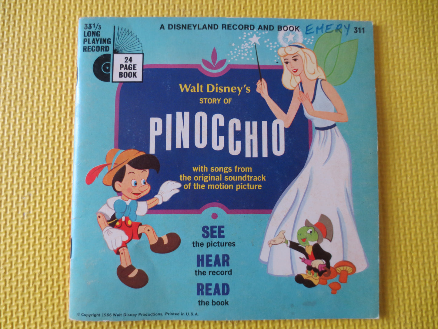 DISNEY Album, PINOCCHIO Album, Disney Records, Walt Disney Record, Childrens Records, Disney Lp, Vinyl Lp, 1966 Records