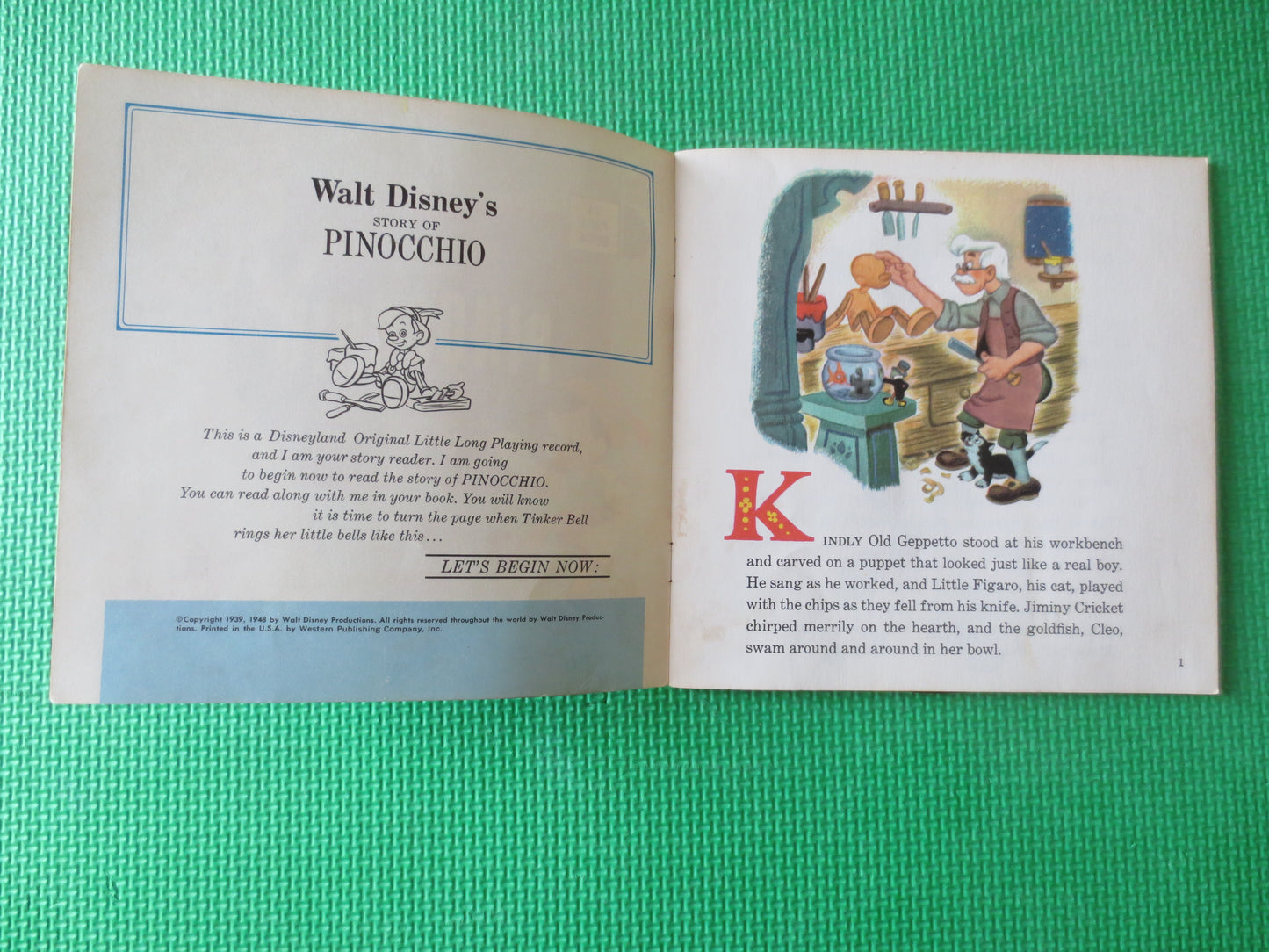 DISNEY Album, PINOCCHIO Album, Disney Records, Walt Disney Record, Childrens Records, Disney Lp, Vinyl Lp, 1966 Records