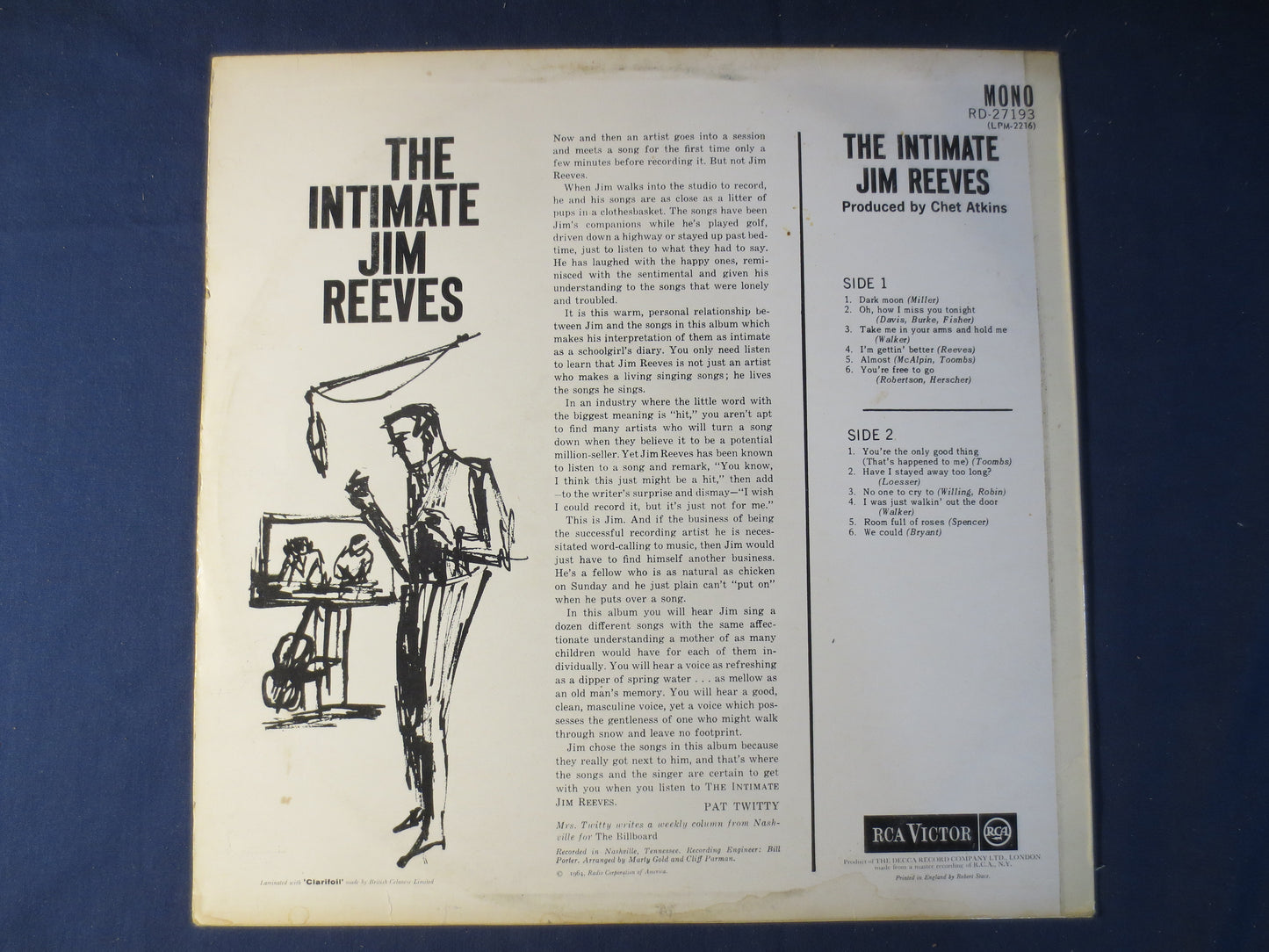 JIM REEVES Records, Jim Reeves Albums, Jim Reeves Vinyl, Jim Reeves Lp,The INTIMATE Jim Reeves, Country Vinyl,1964 Records