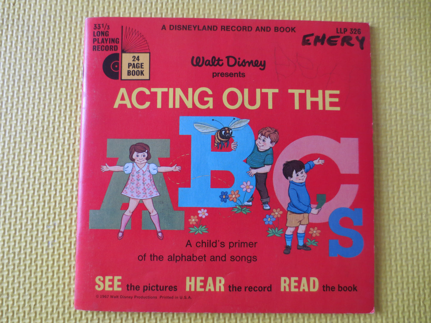 DISNEY Album, ABC's Album, DISNEYLAND Records, Disney Records, Childrens Record, Disney Lp, Kids Lp, Vinyl Lp, 1967 Records