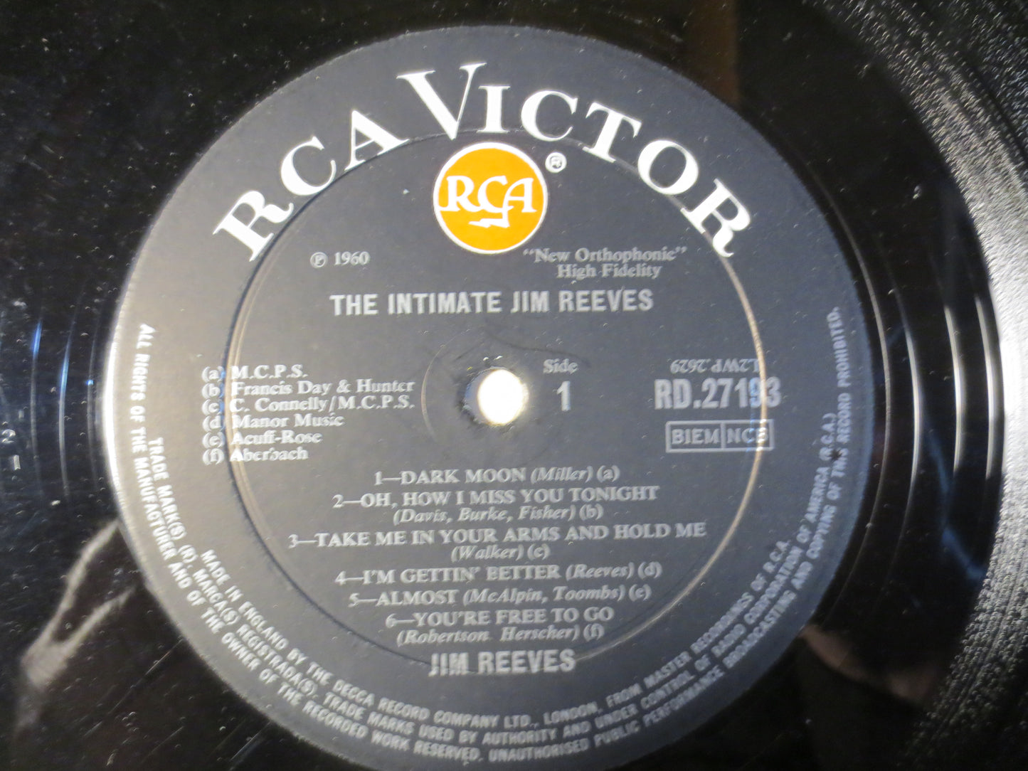 JIM REEVES Records, Jim Reeves Albums, Jim Reeves Vinyl, Jim Reeves Lp,The INTIMATE Jim Reeves, Country Vinyl,1964 Records