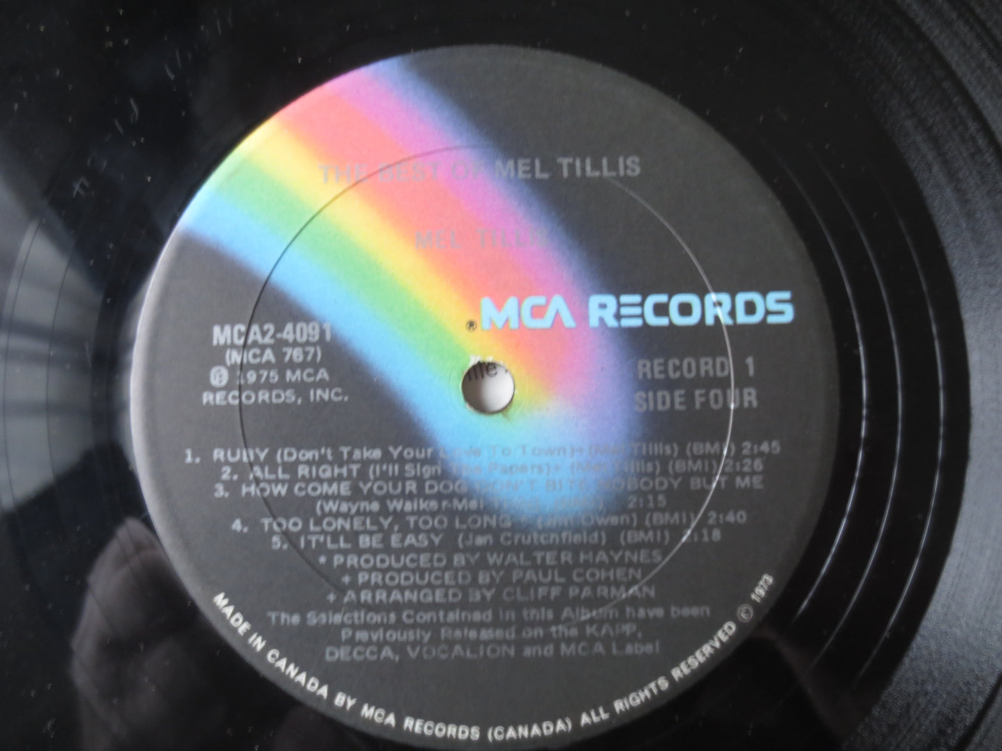 MEL TILLIS, The BEST of, Country Albums, Country Music, Mel Tillis Records, Mel Tillis Albums, Vinyl Record, 1975 Records