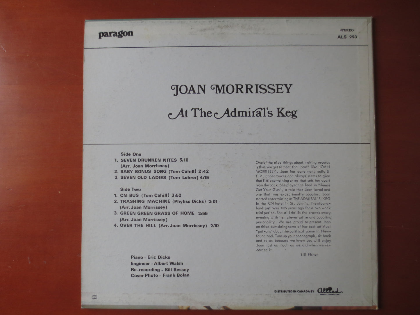 JOAN MORRISSEY, At the ADMIRALS Keg, Record, Joan Morrissey Album, Joan Morrissey Music, Joan Morrissey Songs, 1970 Records