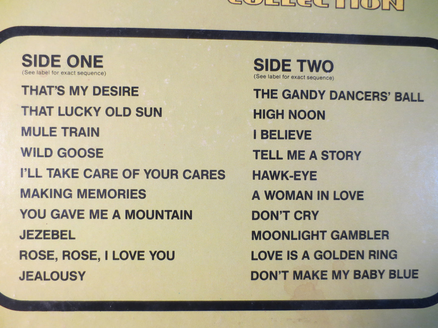 The FRANKIE LAINE COLLECTION, Frankie Laine Album, Frankie Laine Record, Frankie Laine Vinyl, Ragtime Records, 1976 Records