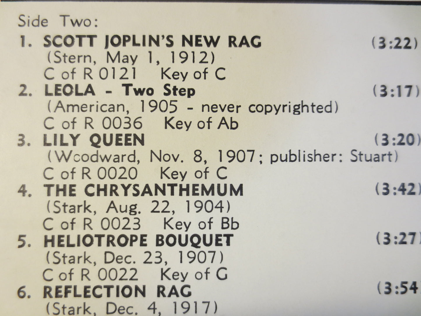 SCOTT JOPLIN, Elite SYNCOPATIONS, Ragtime Records, Honky Tonk Records, Biograph Records, Vinyl Record, Vinyl, 1974 Records