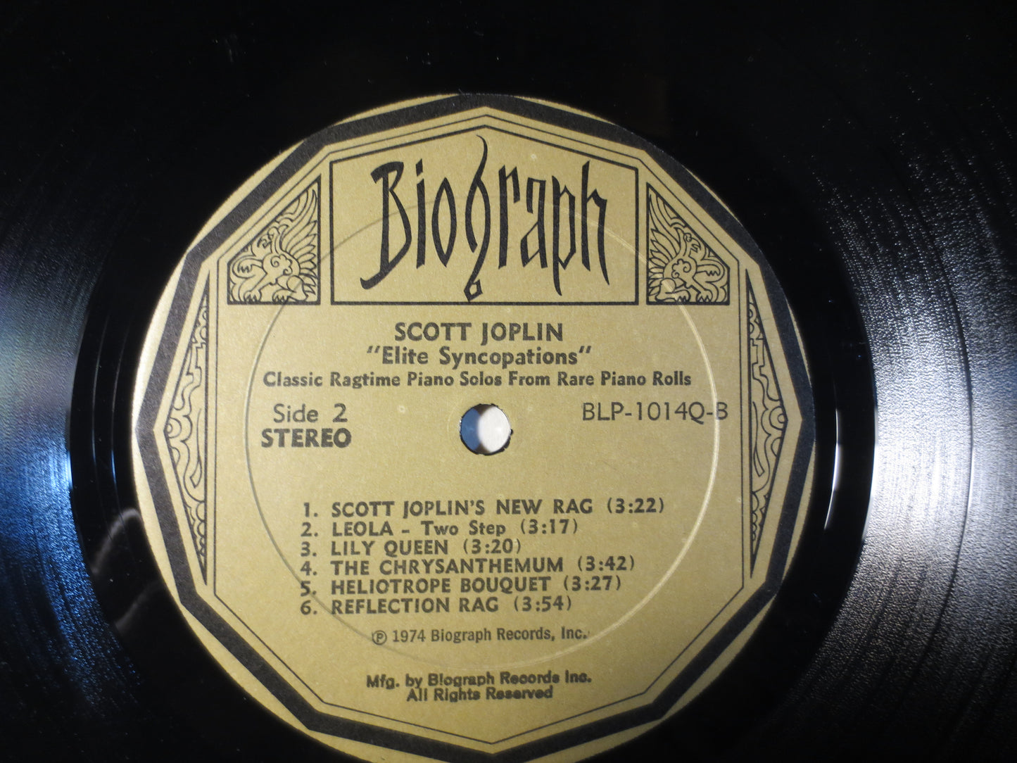 SCOTT JOPLIN, Elite SYNCOPATIONS, Ragtime Records, Honky Tonk Records, Biograph Records, Vinyl Record, Vinyl, 1974 Records