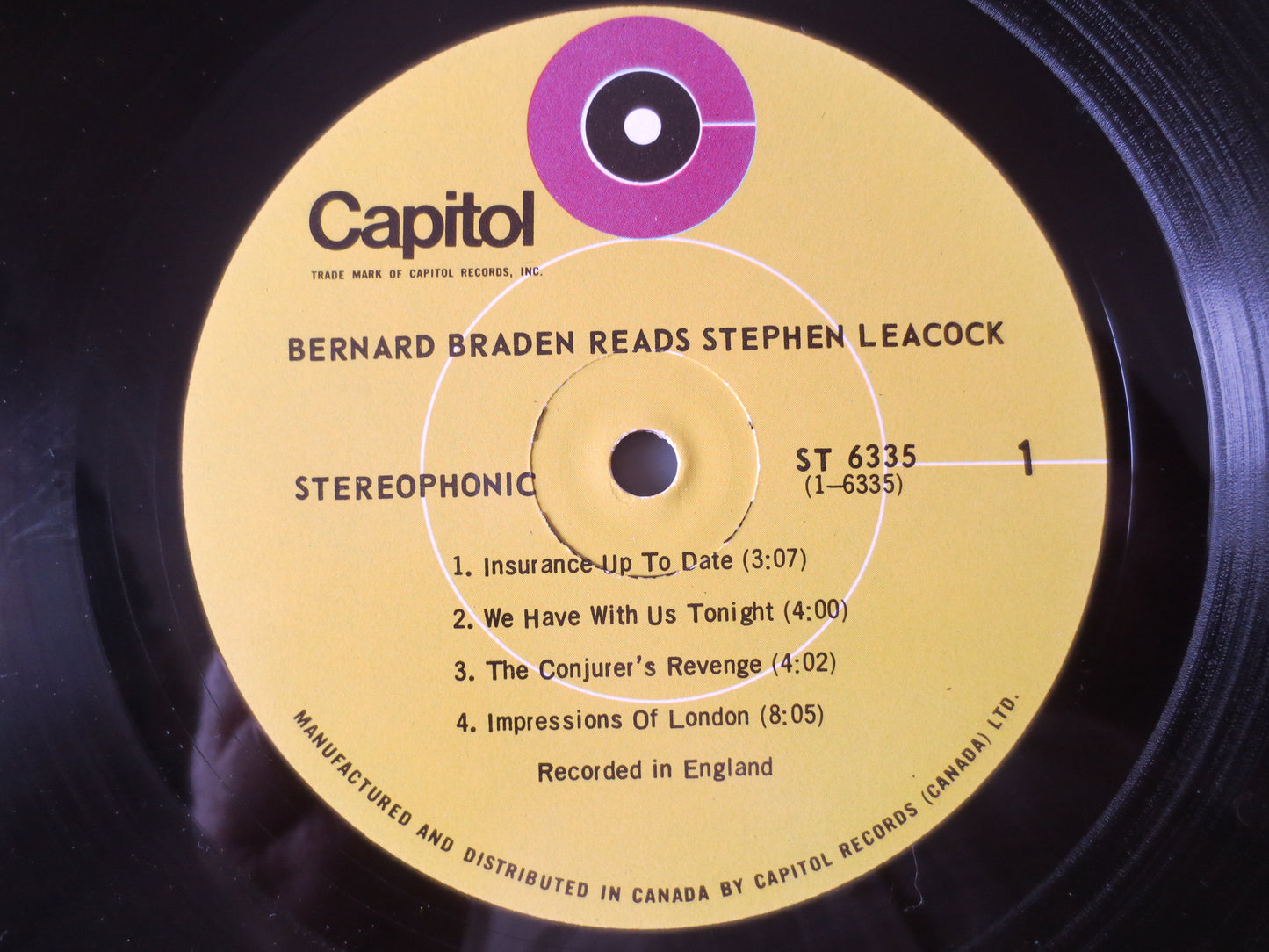 BERNARD BRADEN, STEPHEN Leacock, Vocal Records, Bernard Braden Lps, Story Records, Humor Albums, Comedy Lps, 1969 Records