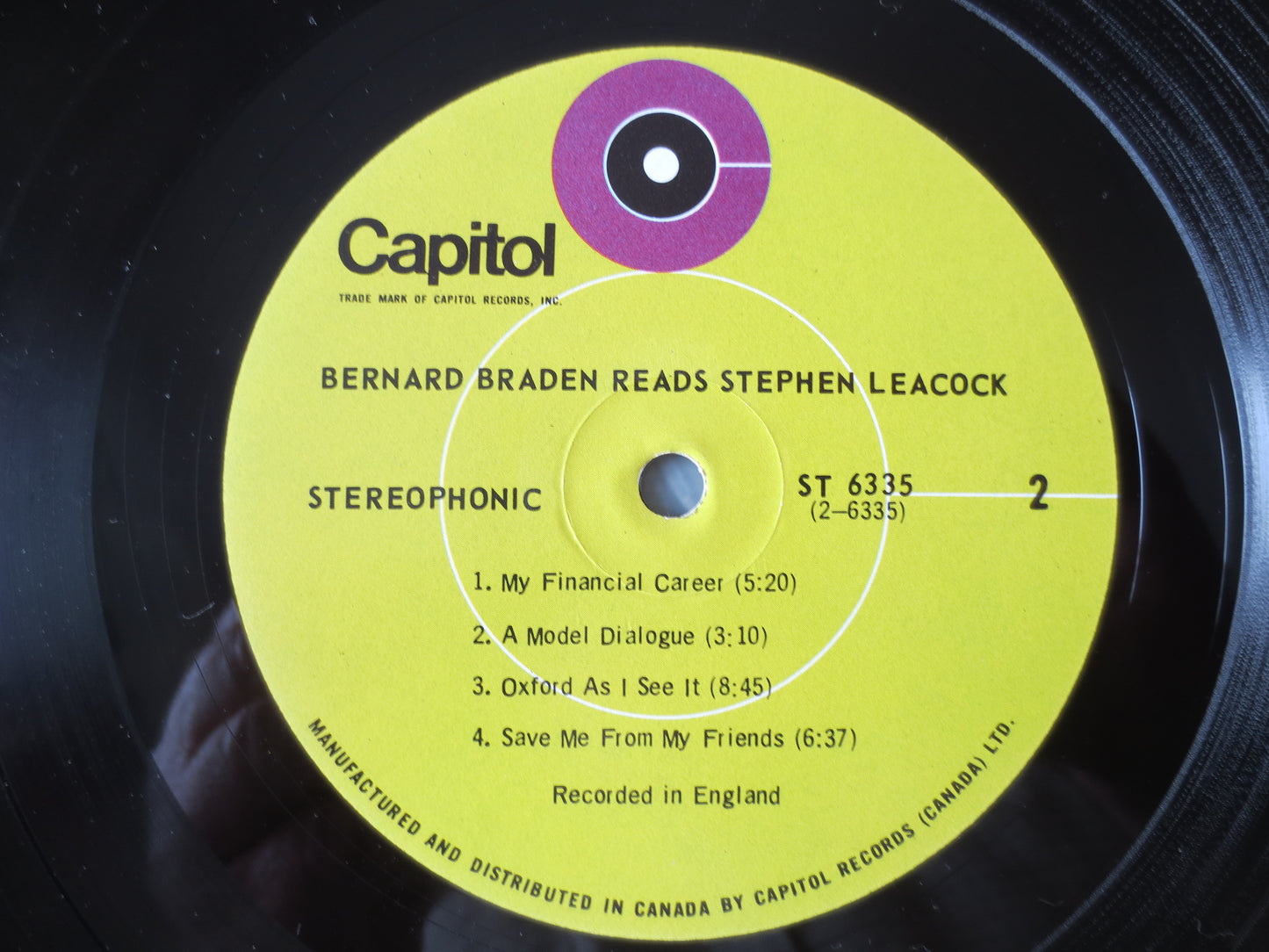 BERNARD BRADEN, STEPHEN Leacock, Vocal Records, Bernard Braden Lps, Story Records, Humor Albums, Comedy Lps, 1969 Records