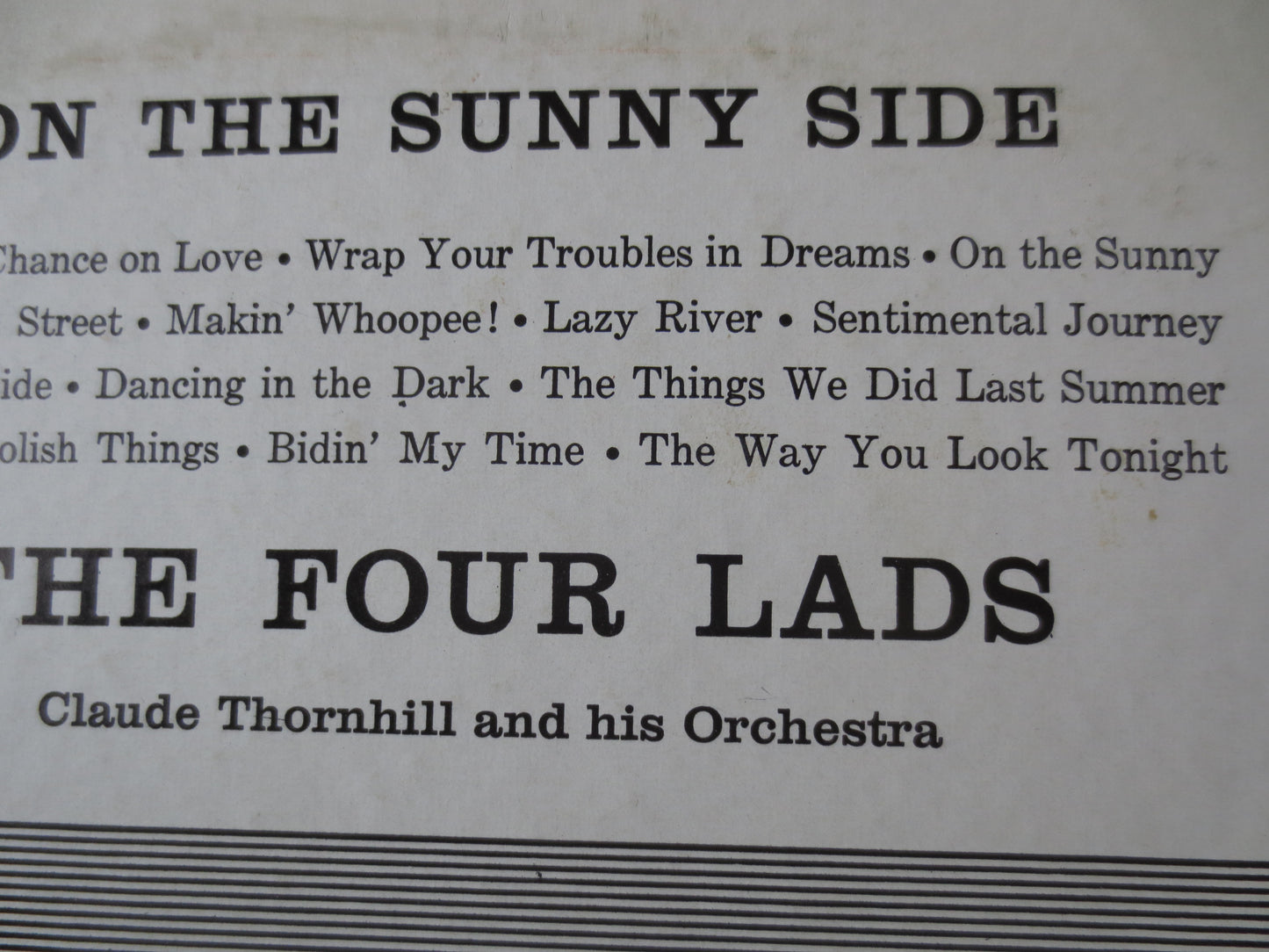 The FOUR LADS Record, On The SUNNY Side,  The Four Lads Album, The Four Lads Vinyl, The Four Lads Lp, Vinyl, 1956 Records