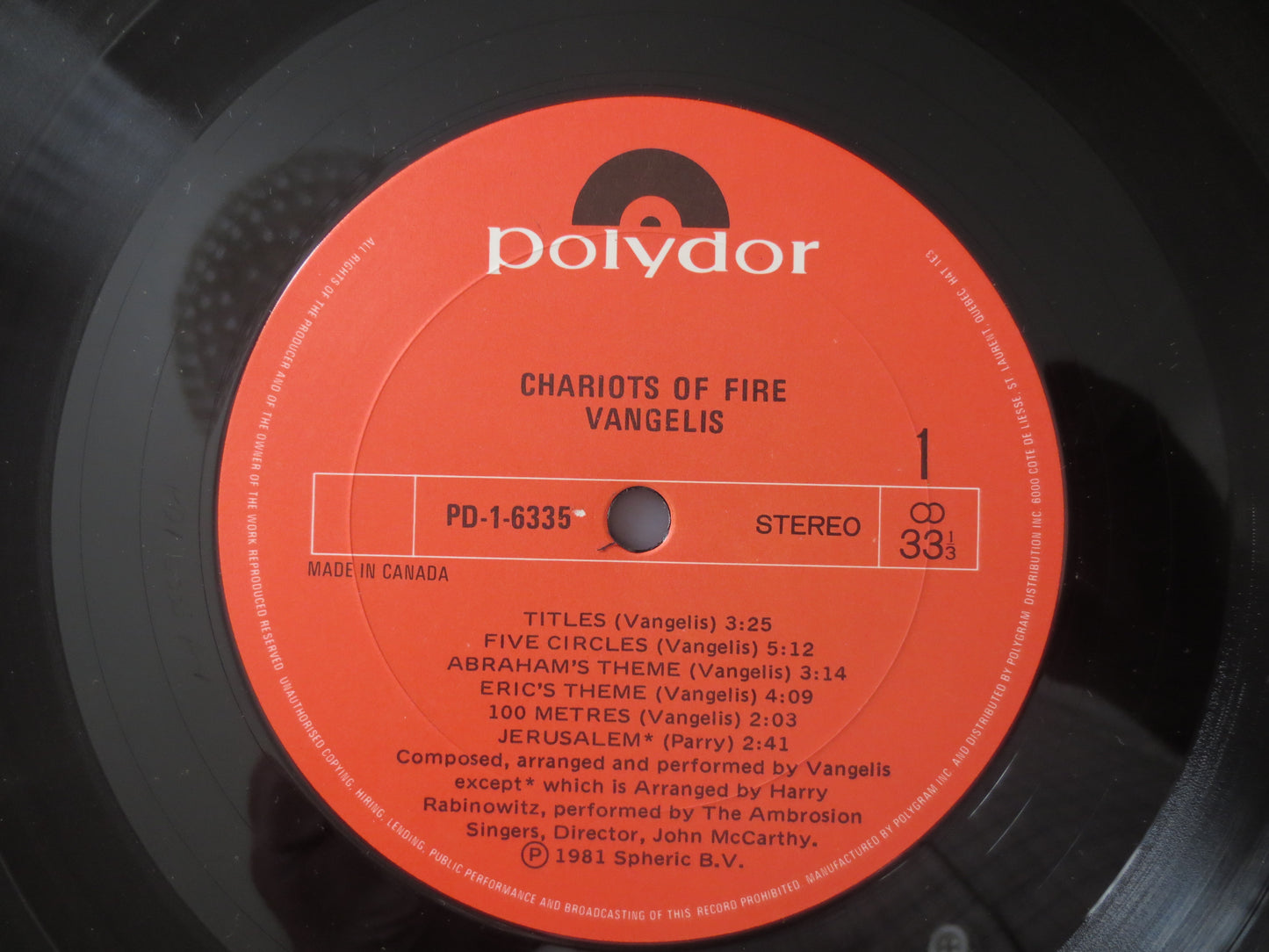 CHARIOTS of FIRE, VANGELIS Album, Vangelis Vinyl, Chariots of Fire Lp, Soundtrack Record, Soundtrack Vinyl, 1981 Records