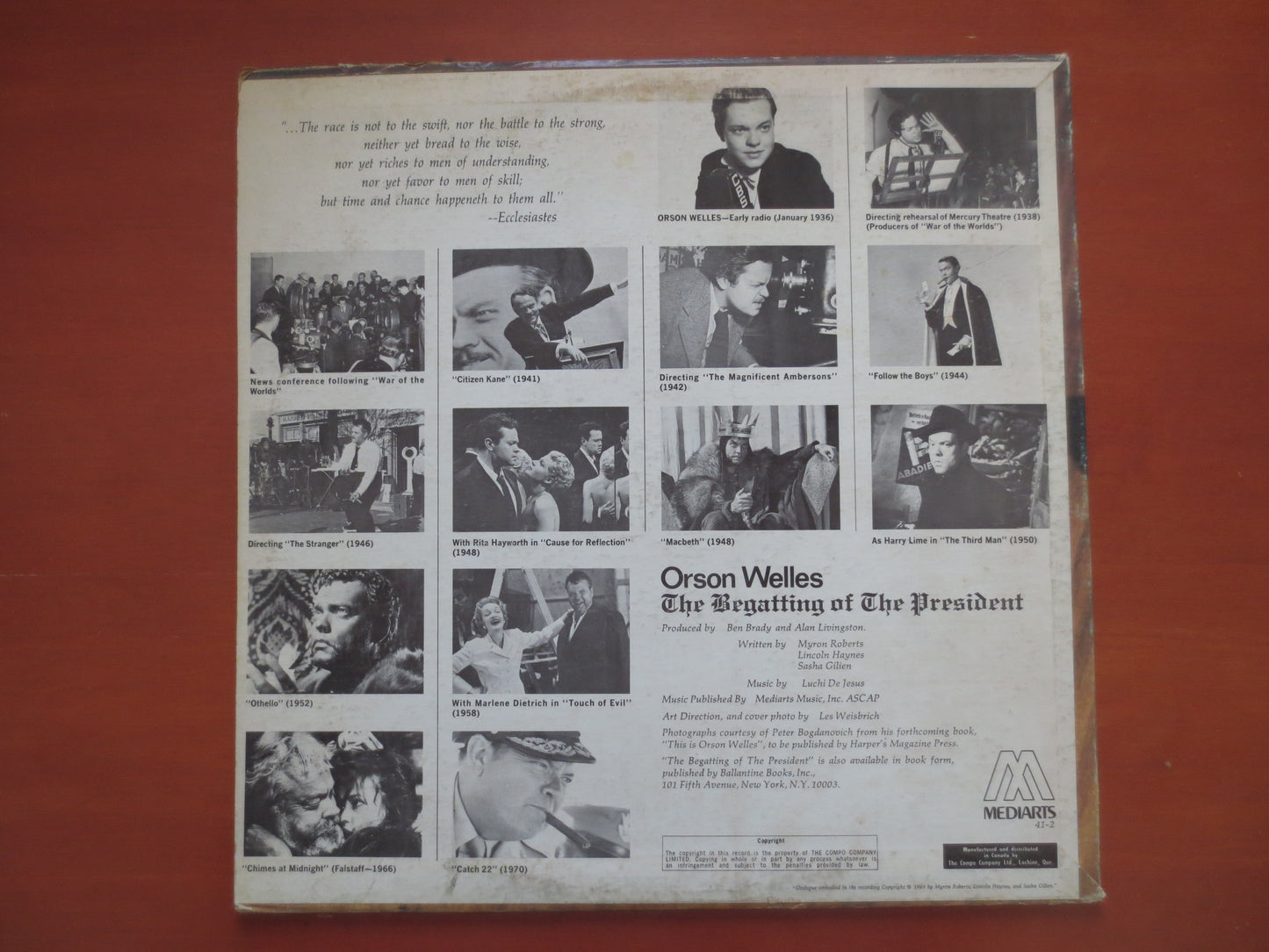 ORSON WELLES, The Begatting of The PRESIDENT, Orson Welles Album, Orson Welles Record, Orson Welles Lp, Vinyl, 1969 Record