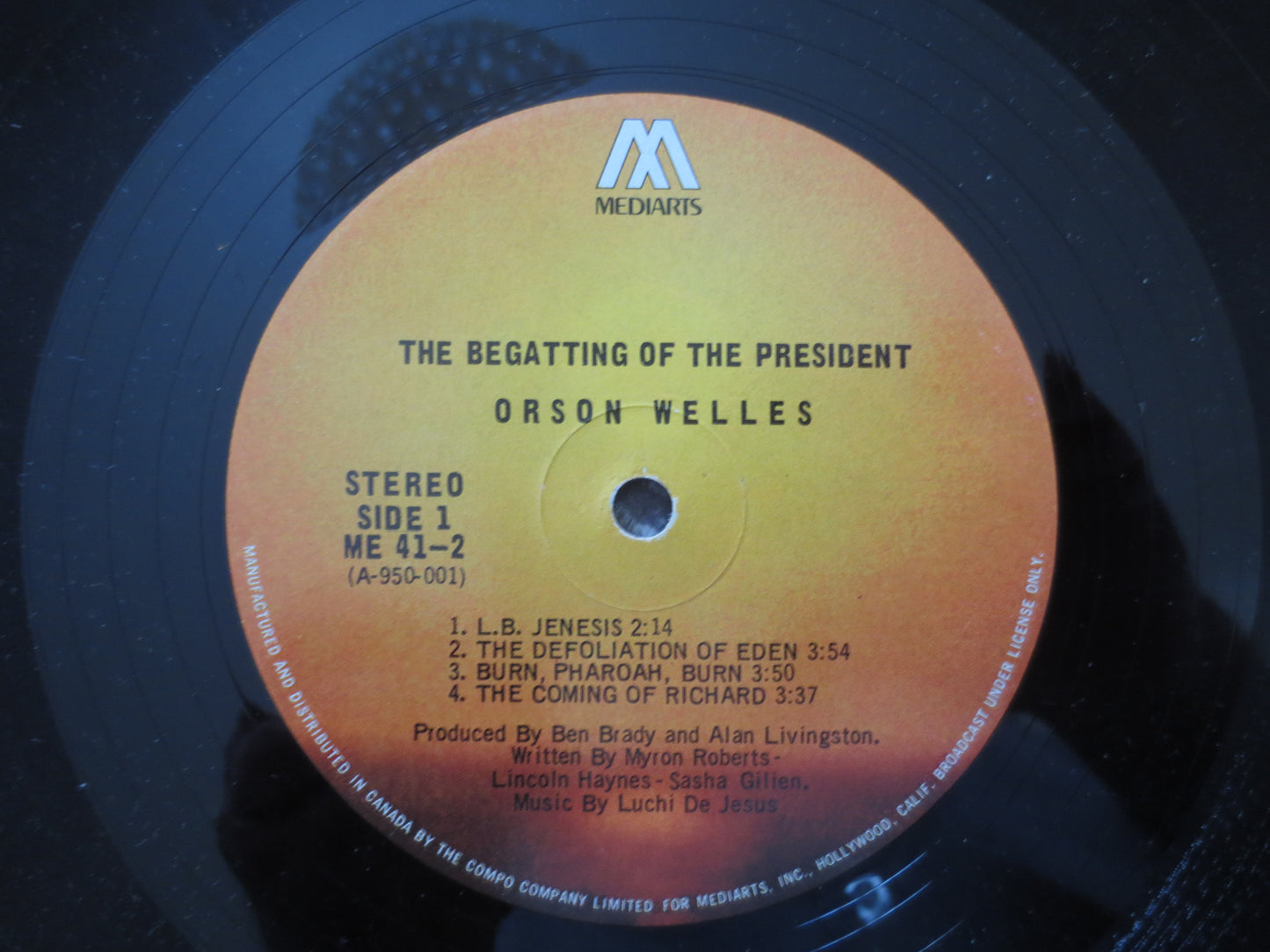 ORSON WELLES, The Begatting of The PRESIDENT, Orson Welles Album, Orson Welles Record, Orson Welles Lp, Vinyl, 1969 Record