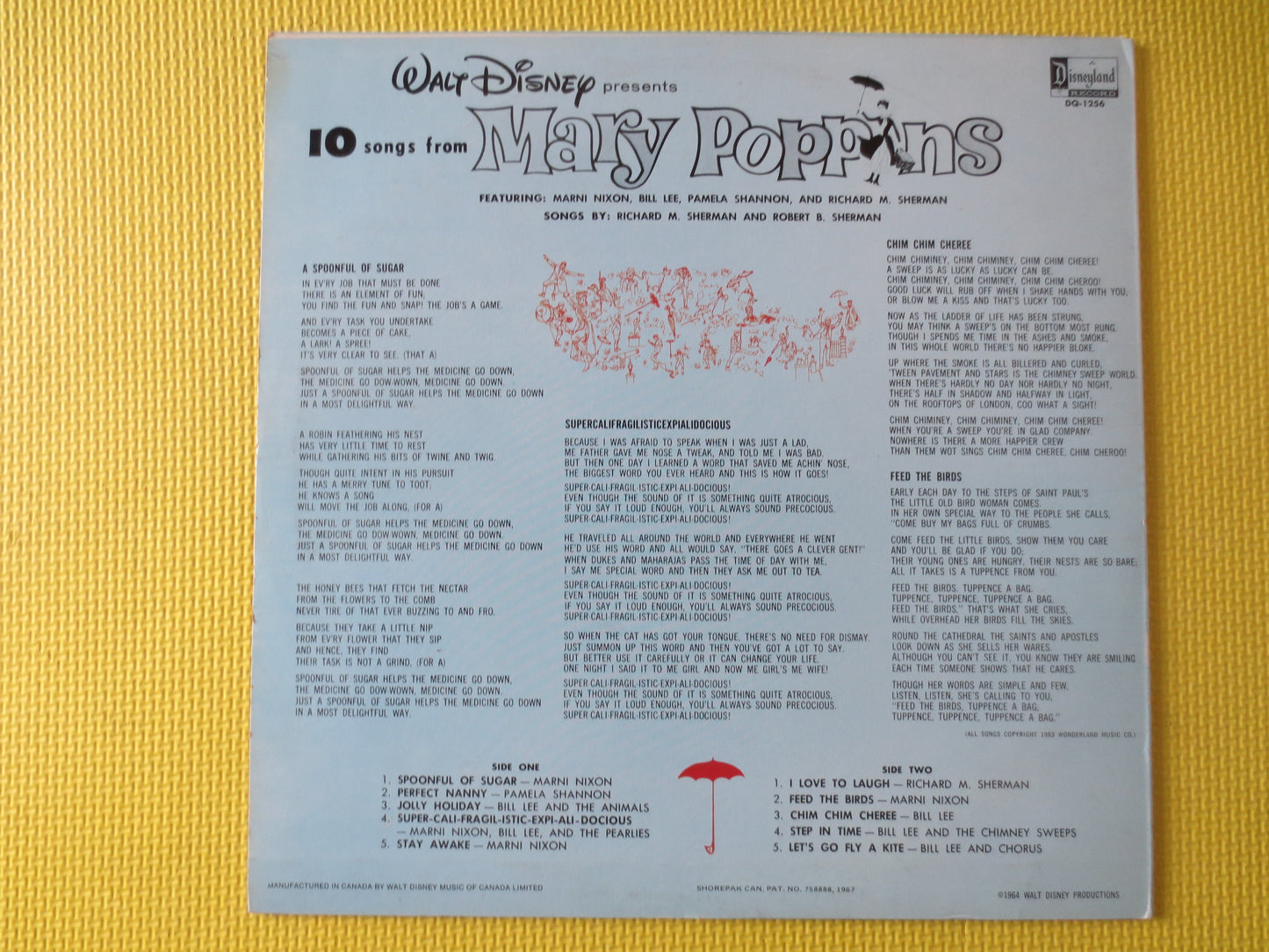 MARY POPPINS, DISNEYLAND Records, Disneyland Albums, Disney Records, Disneyland Vinyl, Disney Vinyl, Kids Lp, 1964 Records