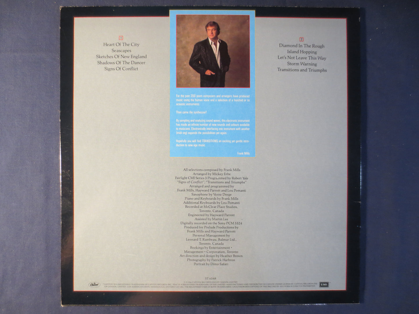 FRANK MILLS, TRANSITIONS, Frank Mills Record, Classical Record, Frank Mills Album, Frank Mills Lp, Vinyl Lps, 1986 Records