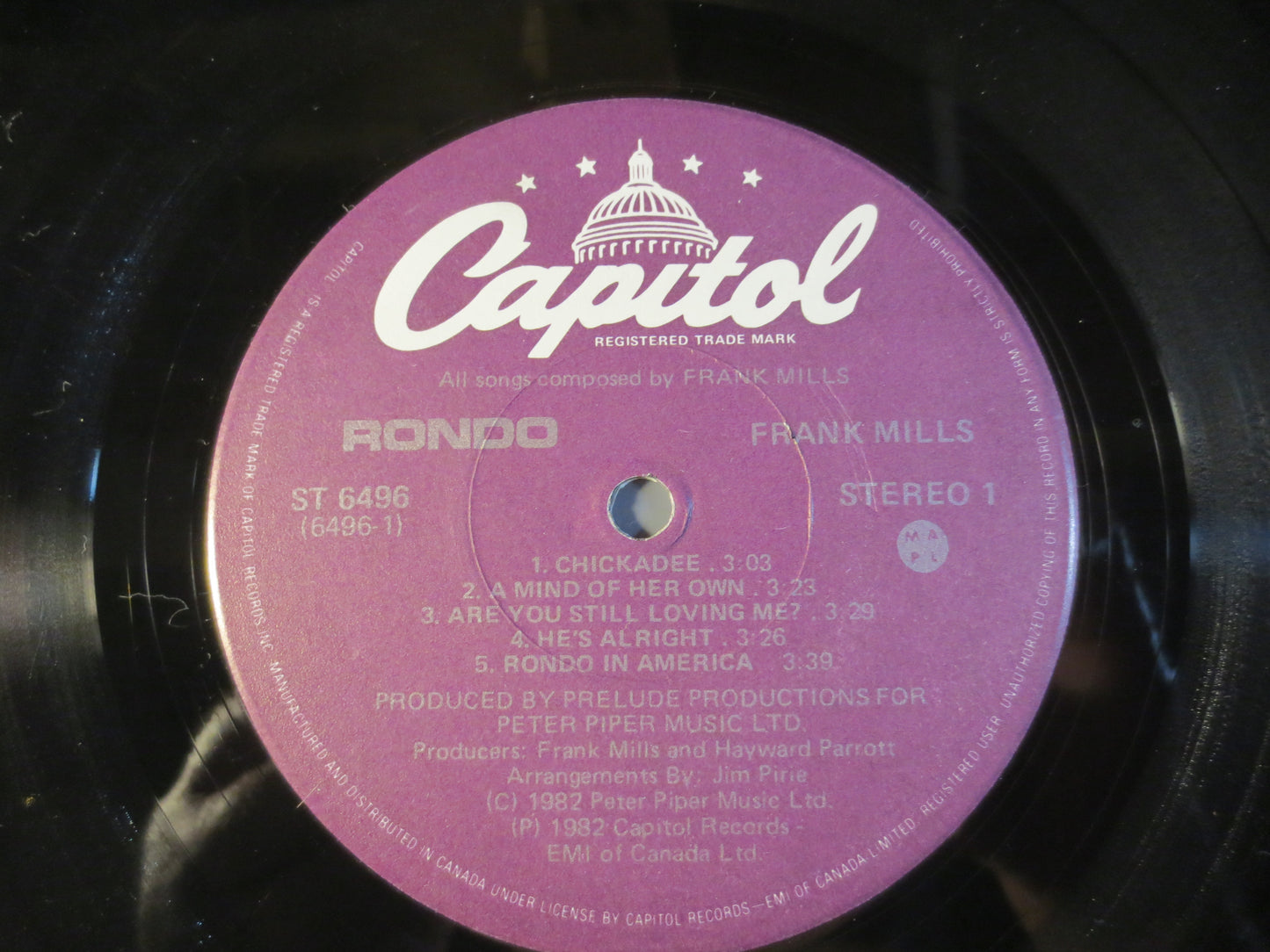 FRANK MILLS, RONDO, Frank Mills Record, Frank Mills Album, Frank Mills Lp, Pop Record, Vinyl Record, Vinyl Lp, 1982 Records