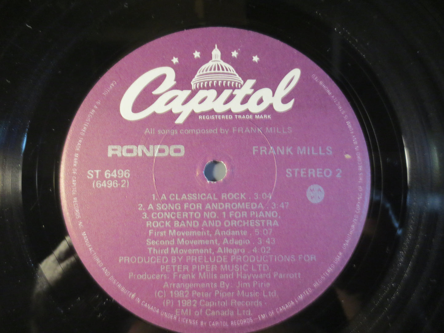 FRANK MILLS, RONDO, Frank Mills Record, Frank Mills Album, Frank Mills Lp, Pop Record, Vinyl Record, Vinyl Lp, 1982 Records