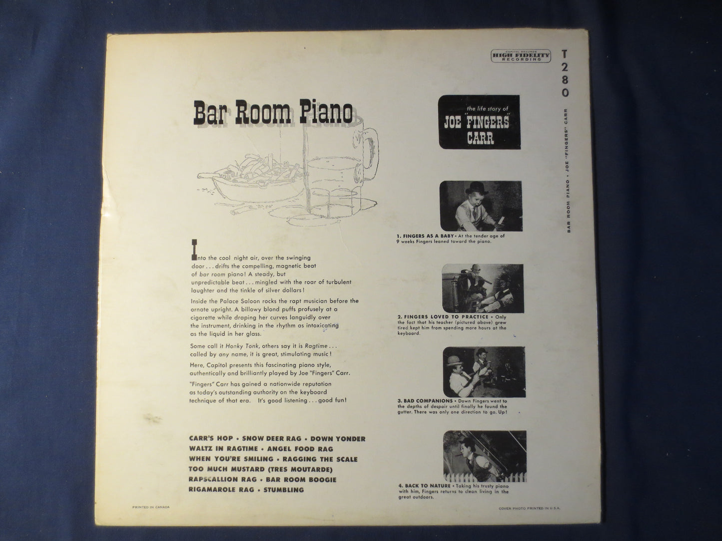 JOE "Fingers" CARR, BAR Room Piano, Ragtime Records, Honky Tonk Records, Ragtime Vinyl, Ragtime Album, Vinyl, 1951 Records