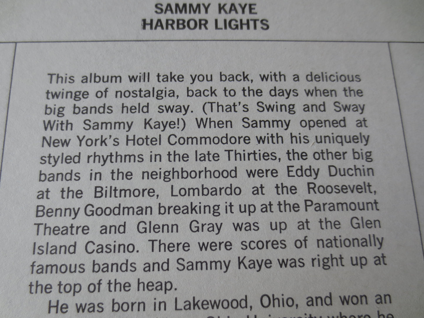 SAMMY KAYE, Harbor Lights, Sammy Kaye Records, Sammy Kaye Albums, Soundtrack Records, Records, Vinyl Albums, 1969 Records