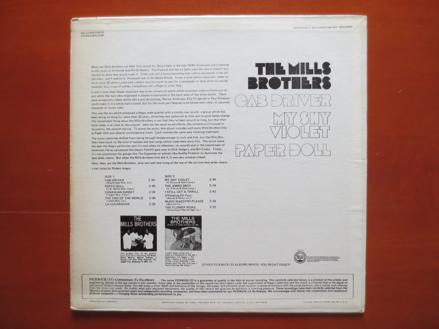 The MILLS BROTHERS, Paper Doll, Jazz Records, Vintage Vinyl, Jazz Album, Record Vinyl, Records, Vinyl Records, 1969 Records