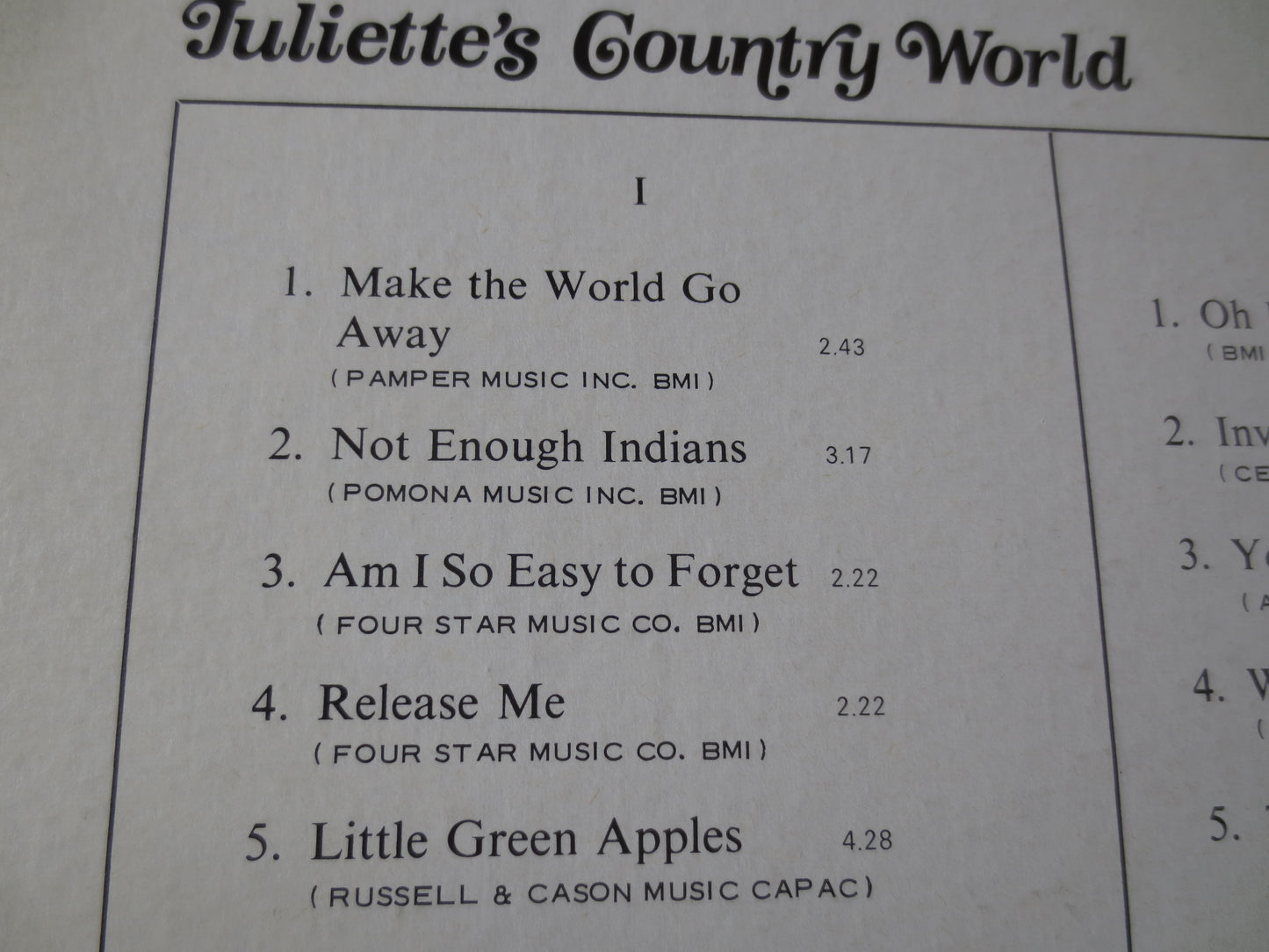 JULIETTE, COUNTRY WORLD, Juliette Albums, Juliette Lp, Music Records, Music Albums, Vinyl, Juliette Records, 1969 Records