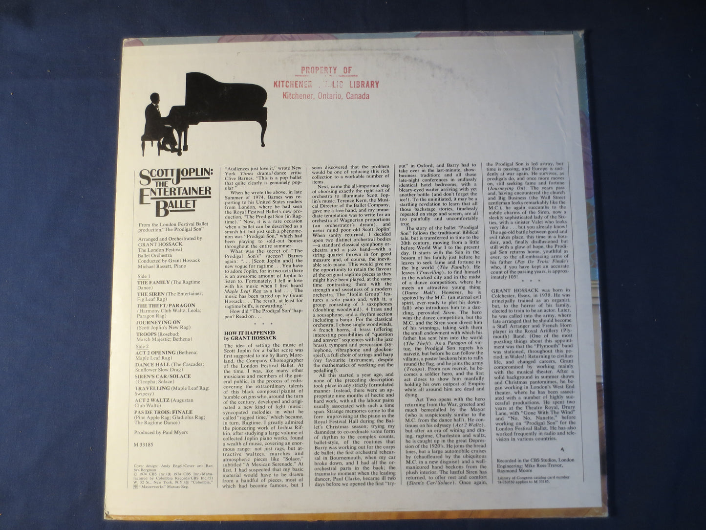 SCOTT JOPLIN, The Entertainer Ballet, Ragtime Records, Honky Tonk Records, Scott Joplin Record, Jazz Records, 1974 Records