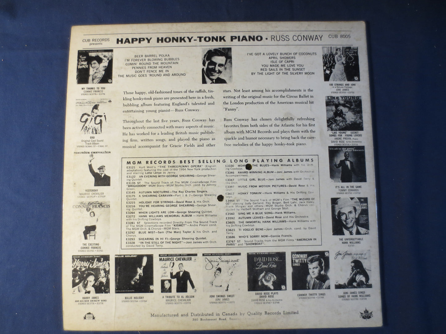 RUSS CONWAY, HAPPY Honky-Tonk Piano, Ragtime Records, Honky Tonk Records, Russ Conway Record, Russ Conway Lp, 1959 Records