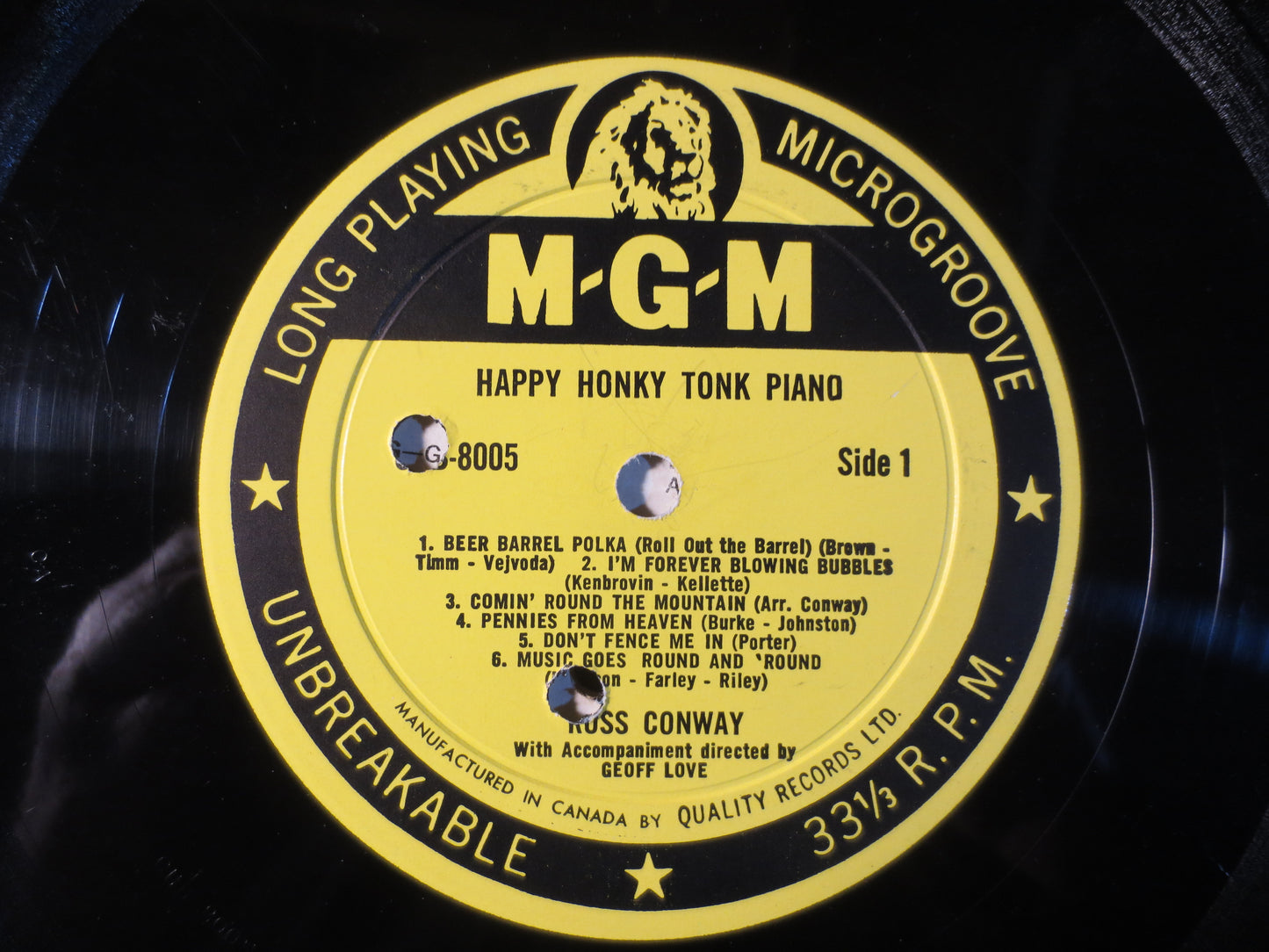 RUSS CONWAY, HAPPY Honky-Tonk Piano, Ragtime Records, Honky Tonk Records, Russ Conway Record, Russ Conway Lp, 1959 Records