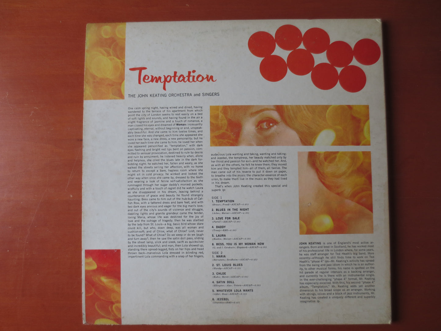 TEMPTATION, Phase 4 Records, JOHN KEATING, Orchestra Records, John Keating Albums, Jazz Music, Vinyl Album, Lp, 1962 Record